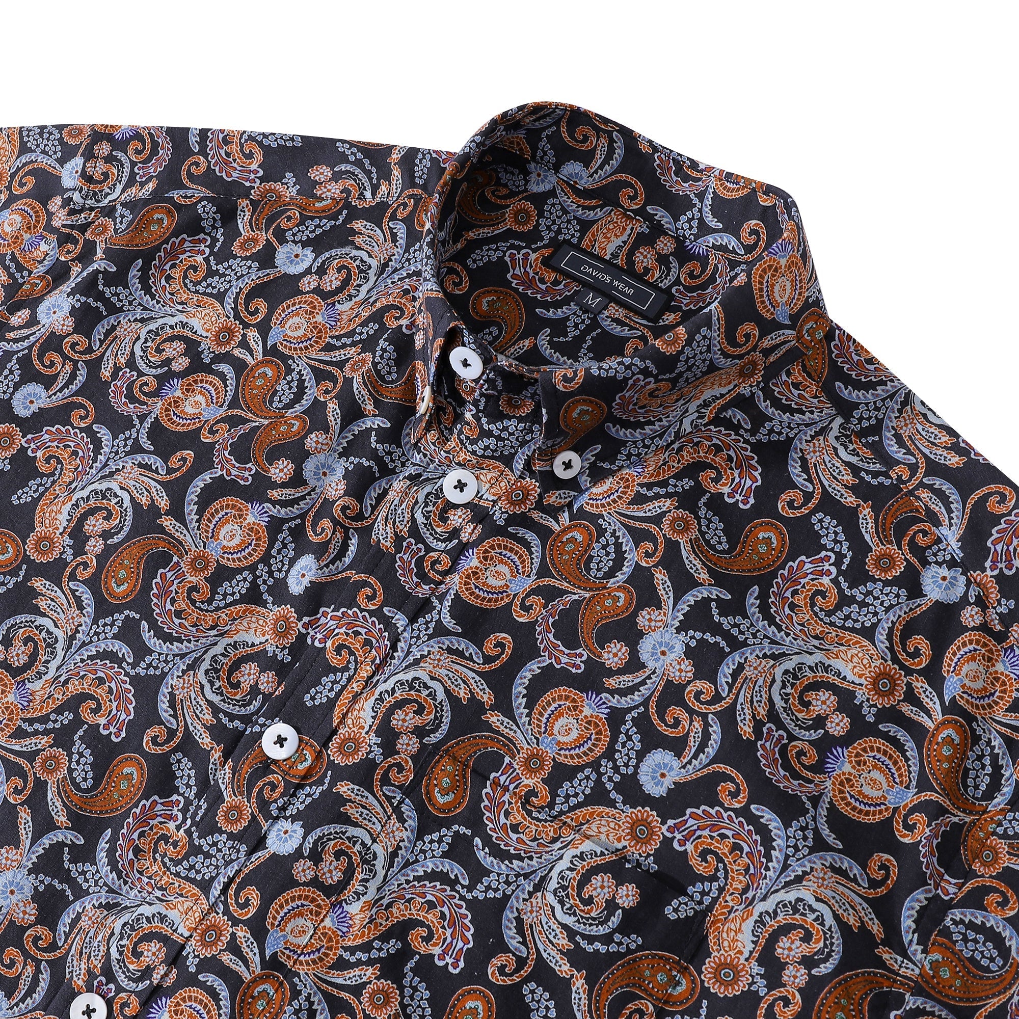 Men's Aloha Shirt Cotton Short Sleeve Classic Pattern Button Down Hidden Pocket By Amy