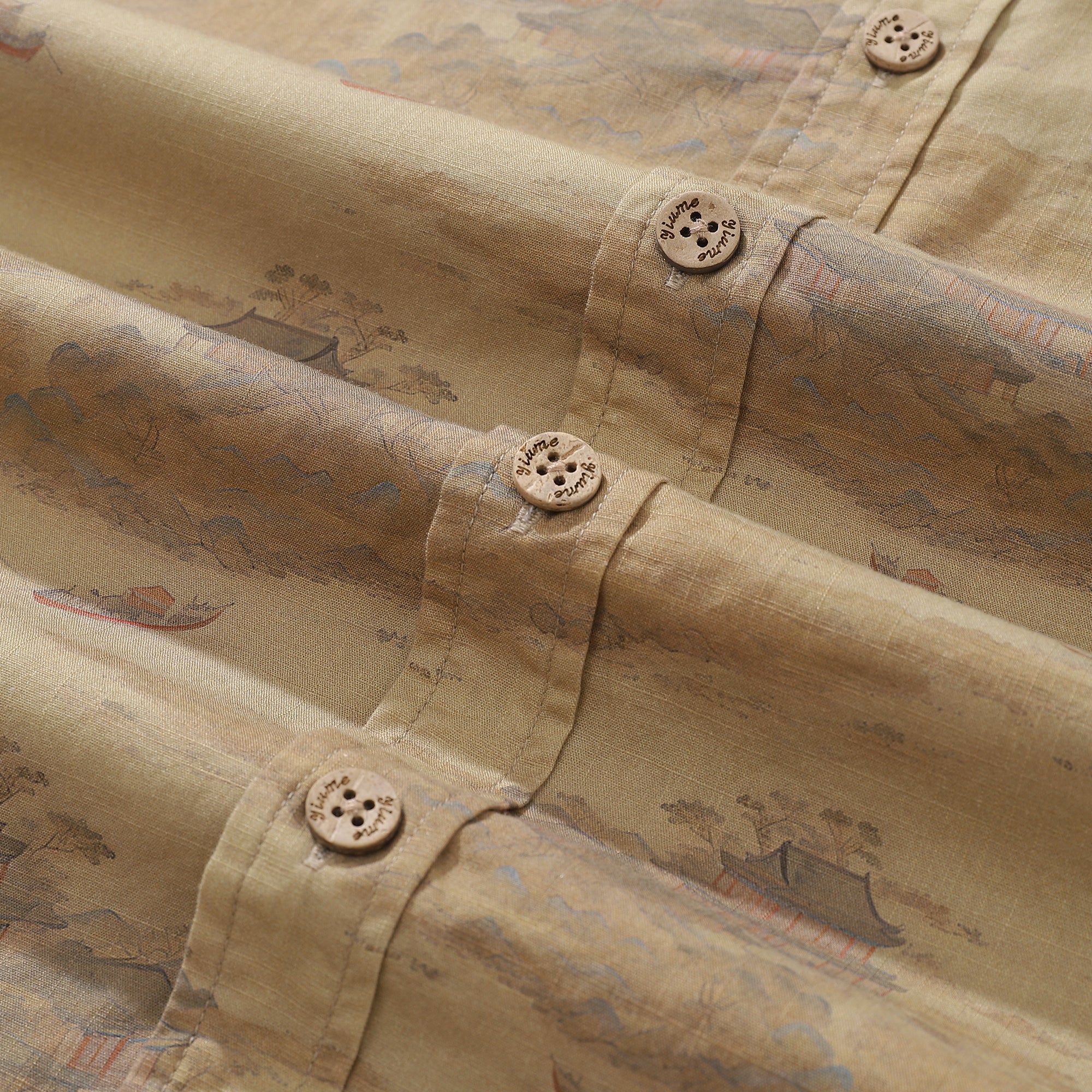 1920s Vintage Men's Hawaiian Shirt Serenity along the Riverbank Cotton Button-down Short Sleeve Aloha Shirt By Cigar