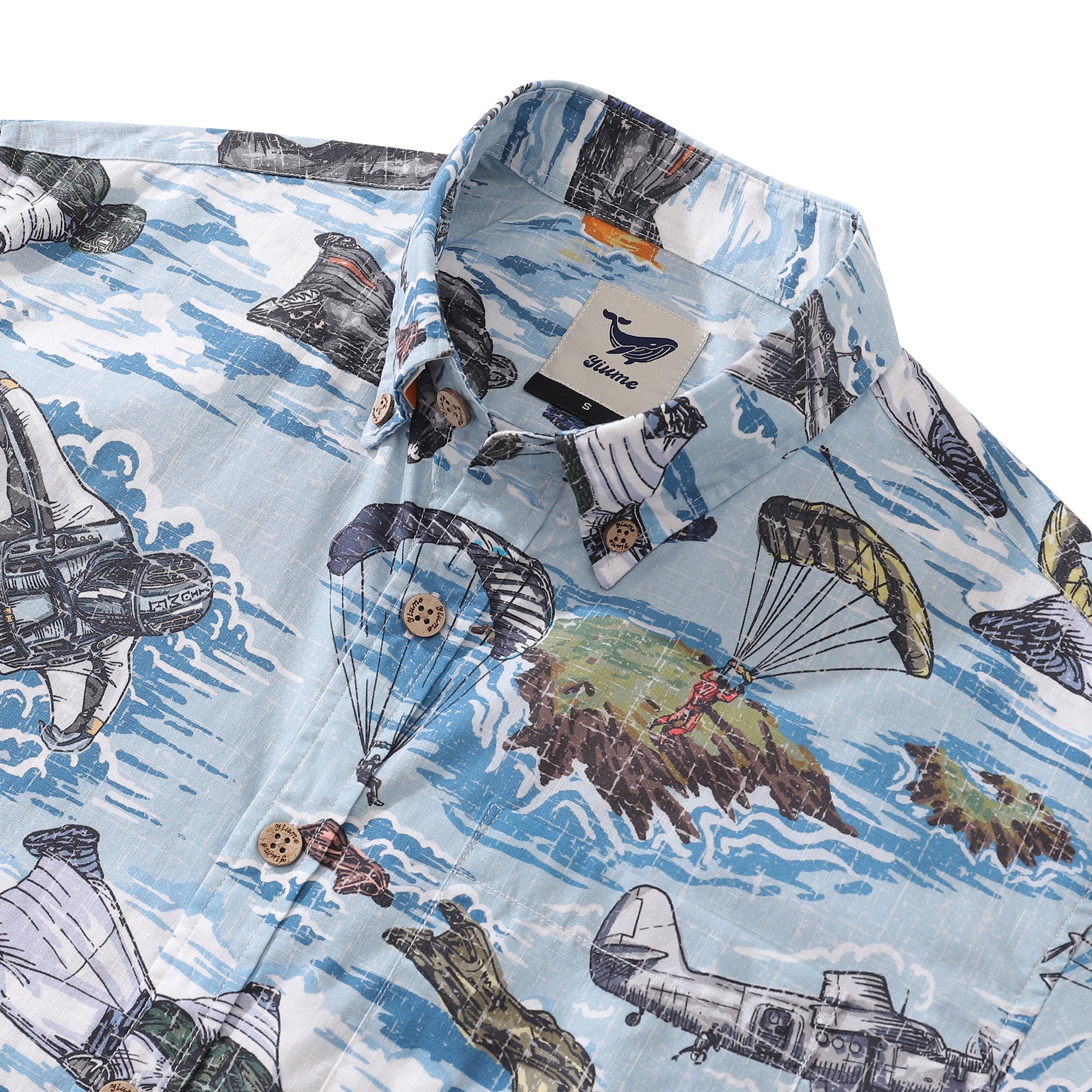Men's Hawaiian Shirt Flight of the Falcons Cotton Button-down Short Sleeve Aloha Shirt By Sun
