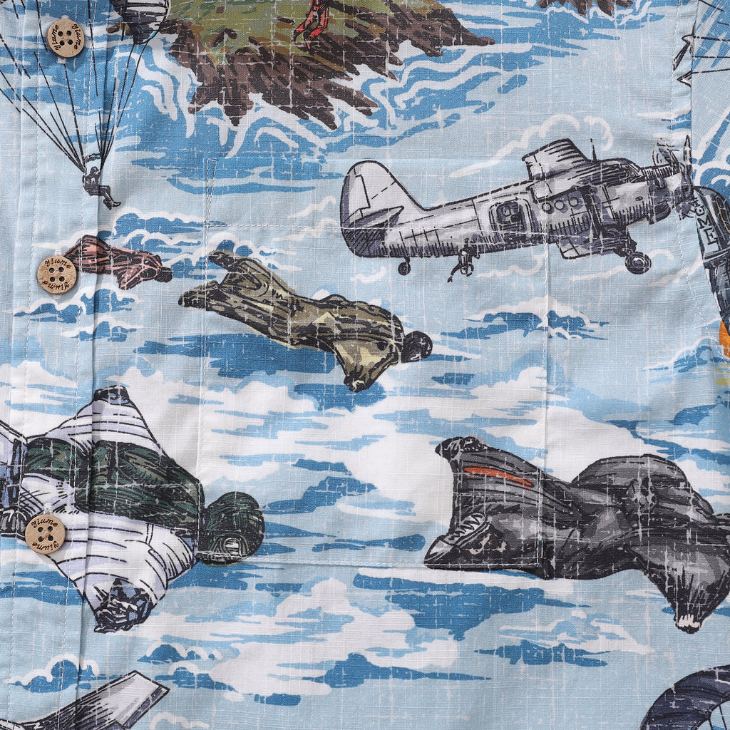Men's Hawaiian Shirt Flight of the Falcons Cotton Button-down Short Sleeve Aloha Shirt By Sun