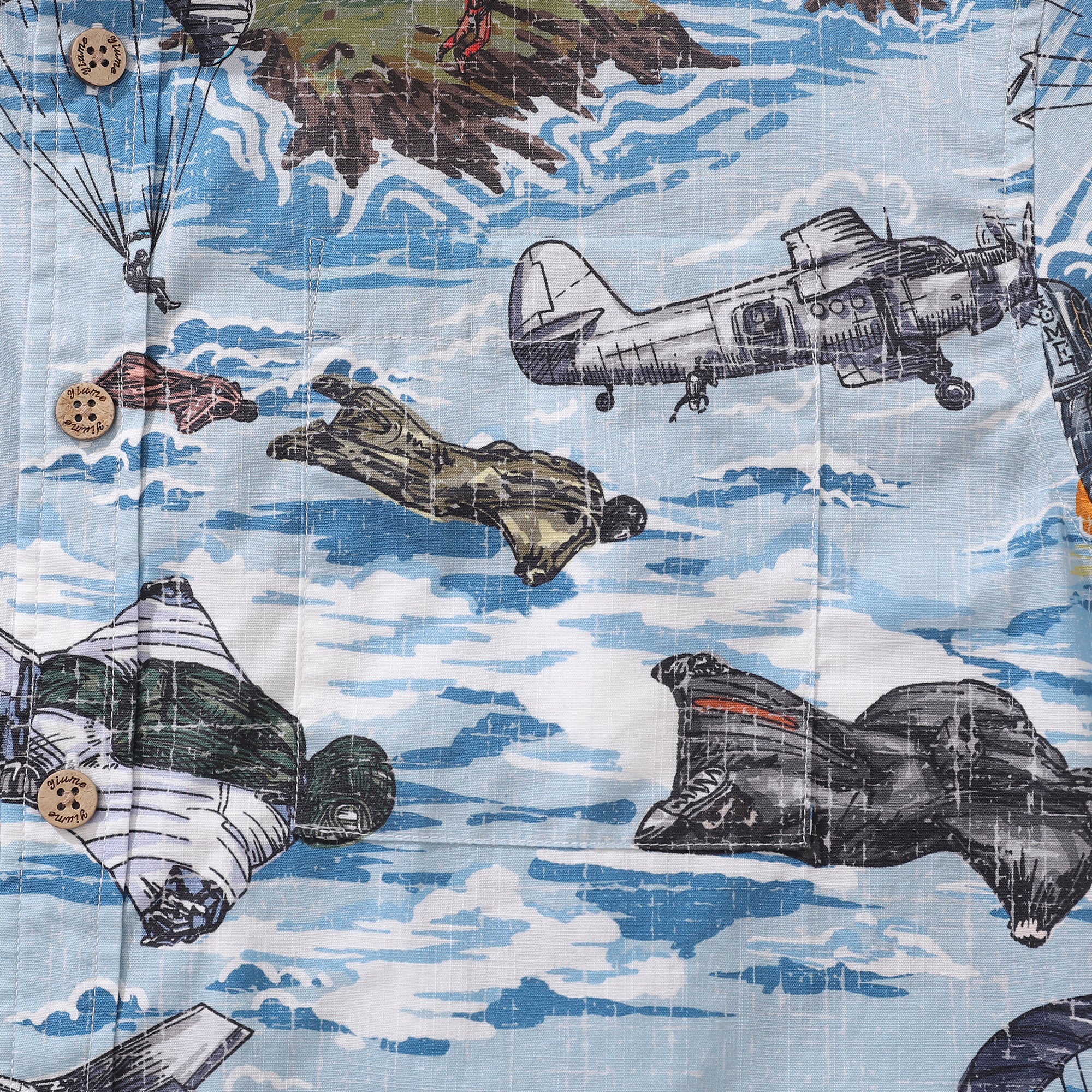 Men's Hawaiian Shirt Flight of the Falcons Cotton Button-down Short Sleeve Aloha Shirt By Sun