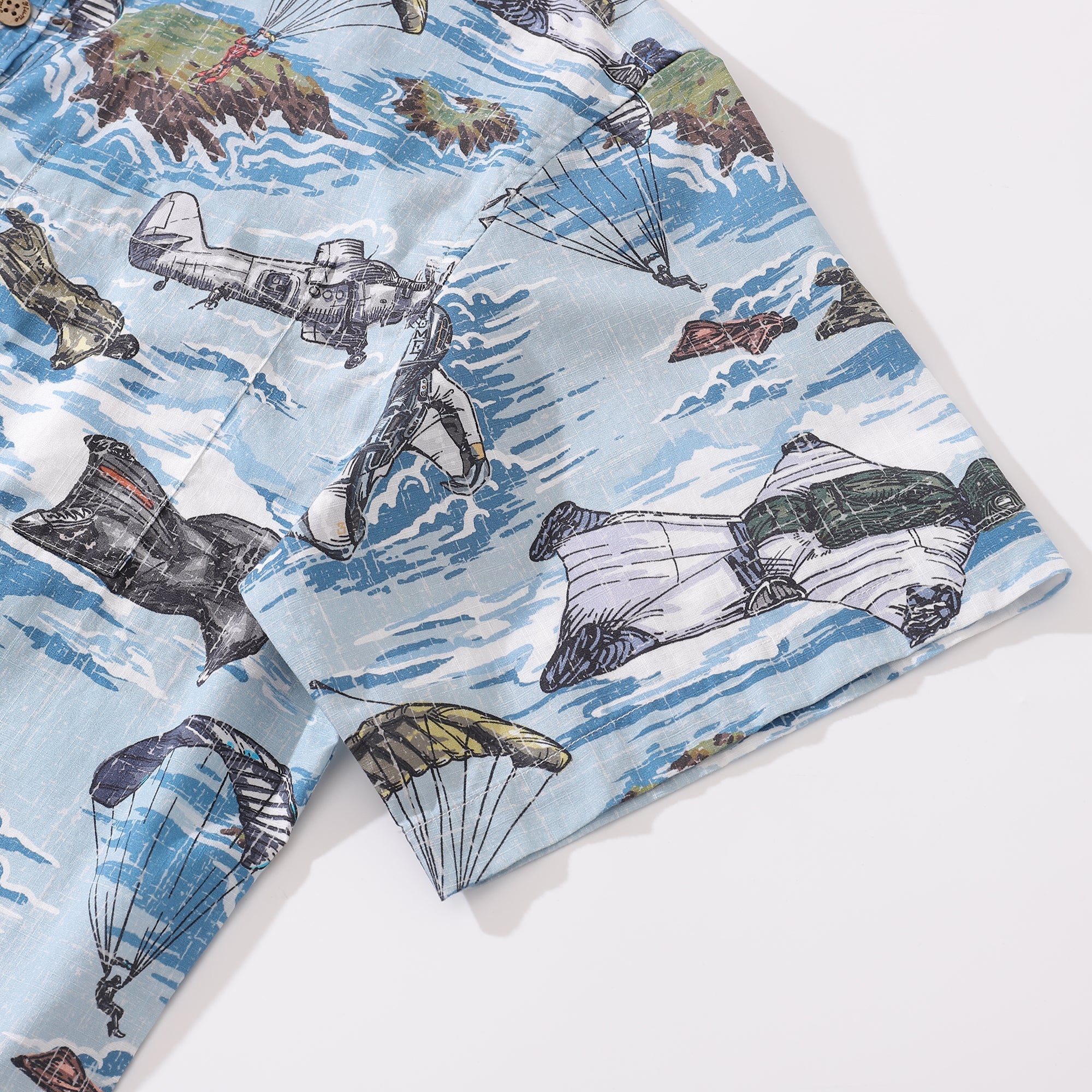 Men's Hawaiian Shirt Flight of the Falcons Cotton Button-down Short Sleeve Aloha Shirt By Sun