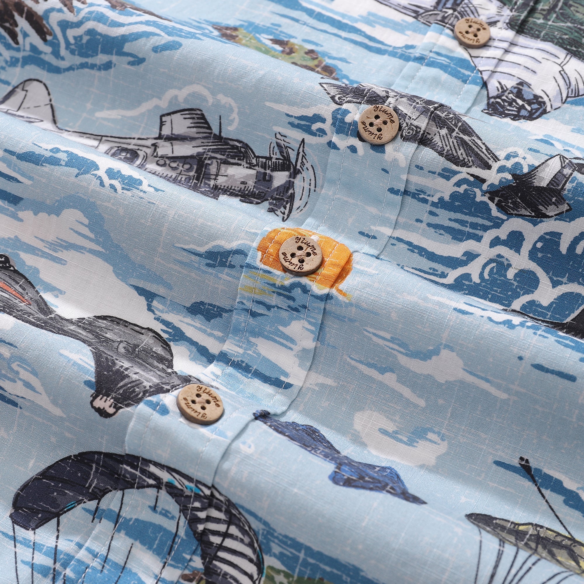 Men's Hawaiian Shirt Flight of the Falcons Cotton Button-down Short Sleeve Aloha Shirt By Sun