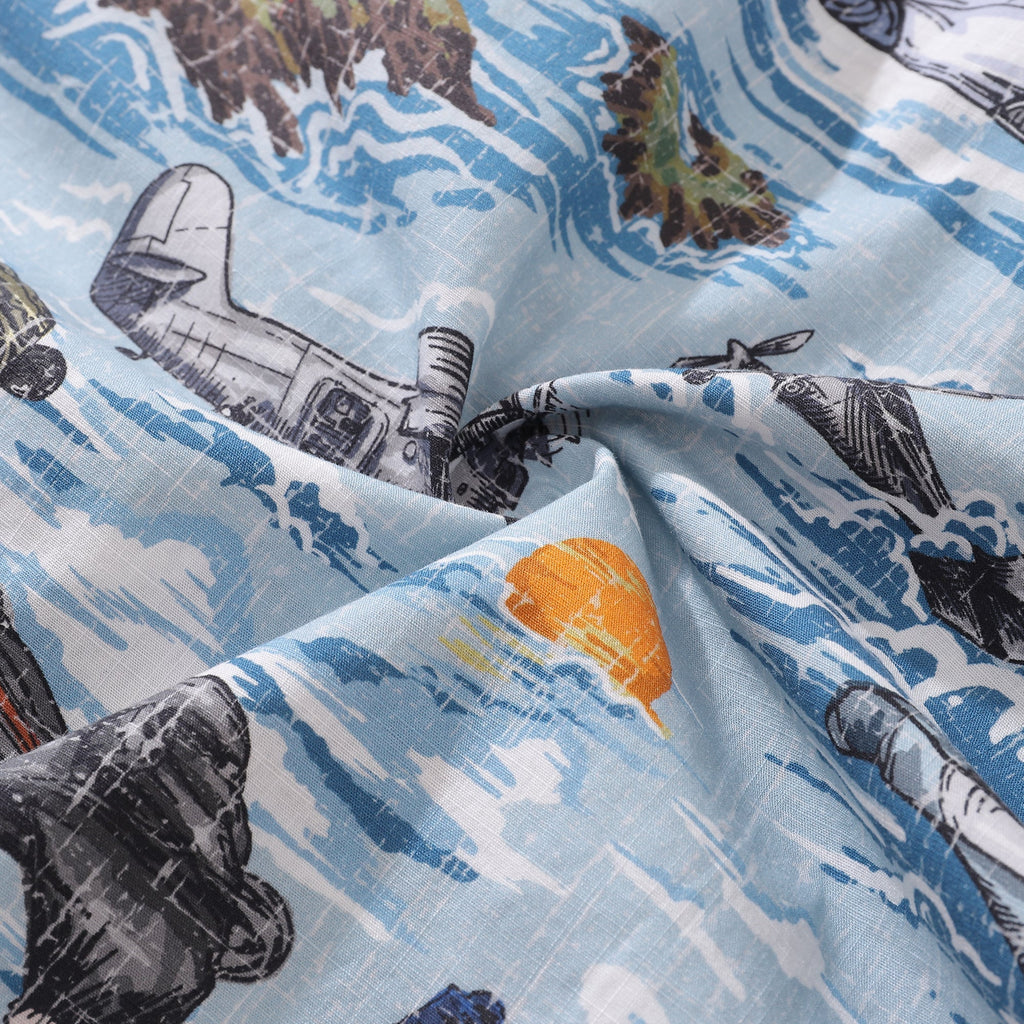 Men's Hawaiian Shirt Flight of the Falcons Cotton Button-down Short Sleeve Aloha Shirt By Sun