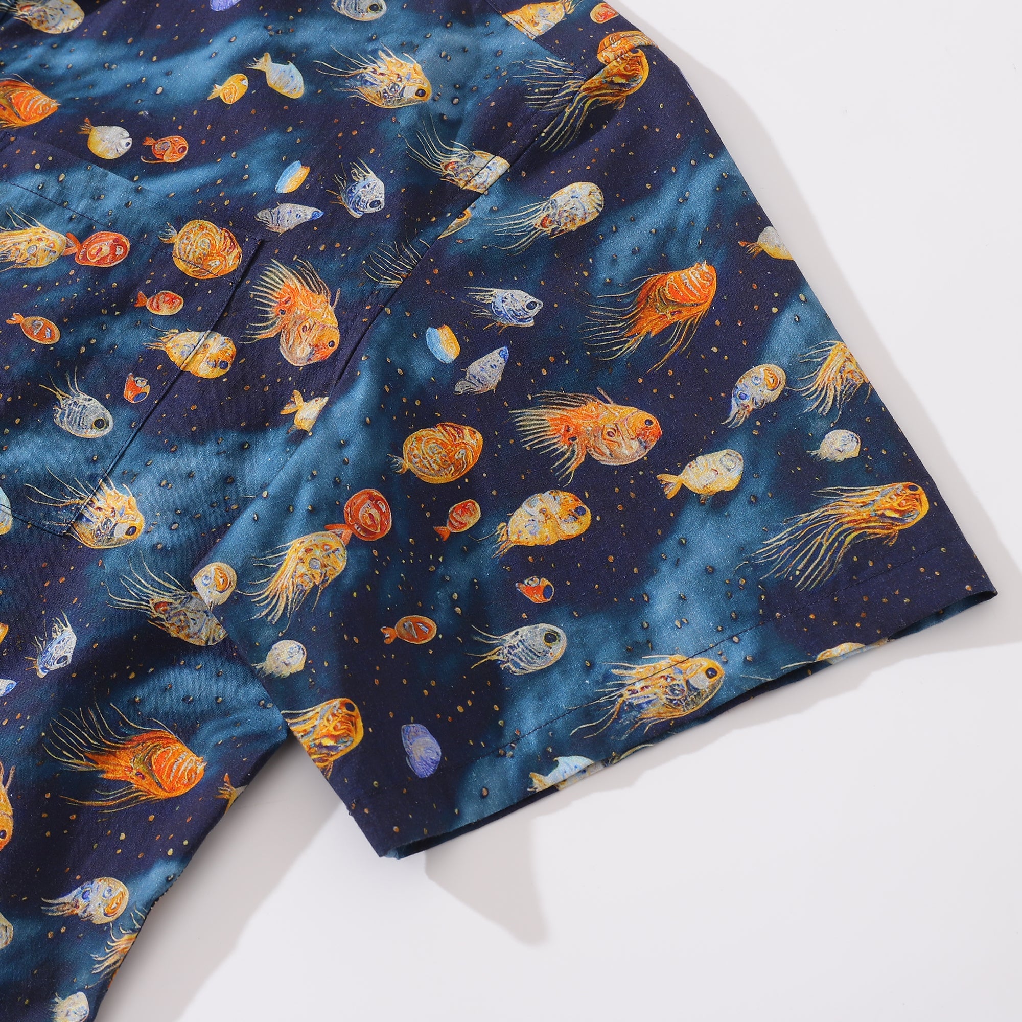 Men's Hawaiian Shirt Aquatic Reverie Print Cotton Button-down Short Sleeve Aloha Shirt By Amy