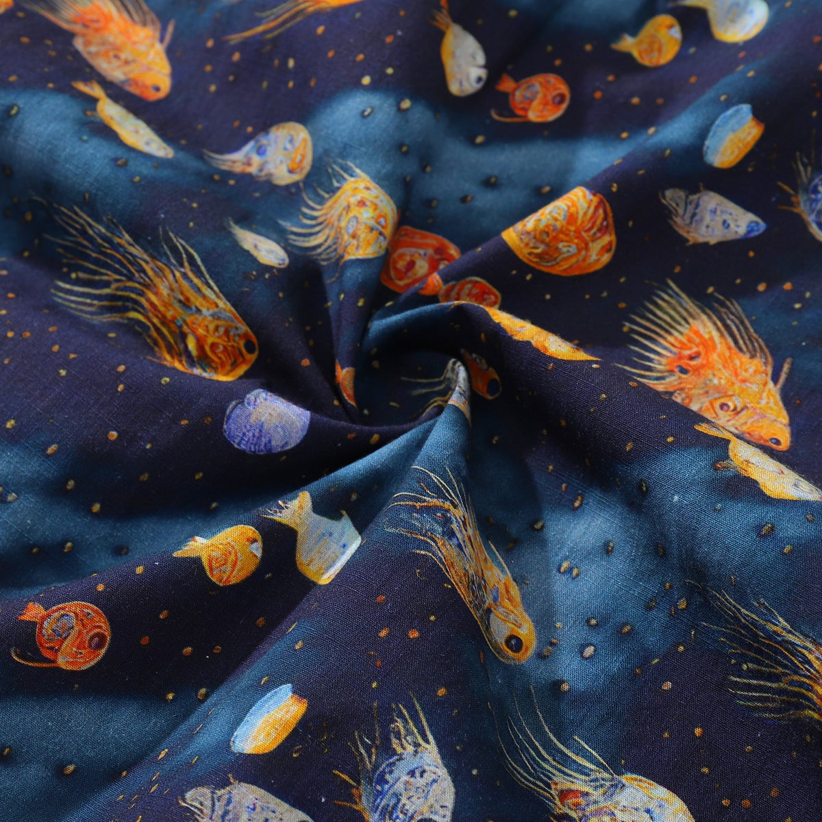 Men's Hawaiian Shirt Aquatic Reverie Print Cotton Button-down Short Sleeve Aloha Shirt By Amy