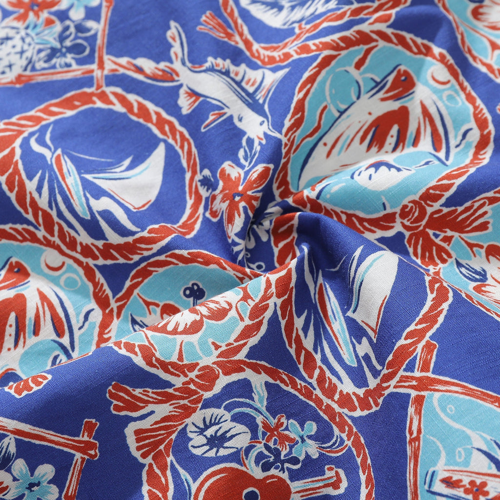 1960s Vintage Hawaiian Shirt For Men Table Time Shirt Camp Collar 100% Cotton By Evan