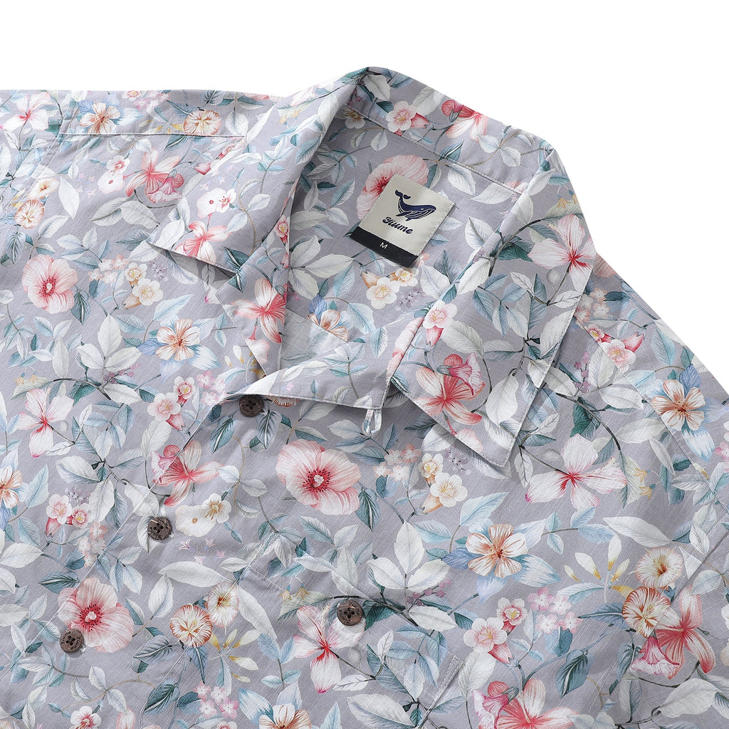 Hawaiian Shirt For Men Sea of Flowers Shirt Camp Collar 100% Cotton By Amy