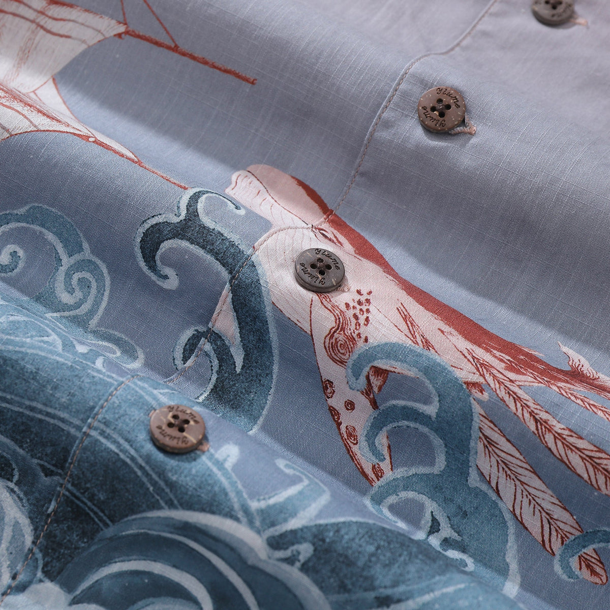 1950s Vintage Hawaiian Shirt For Men Navigation Shirt Camp Collar 100% Cotton By Sylvia