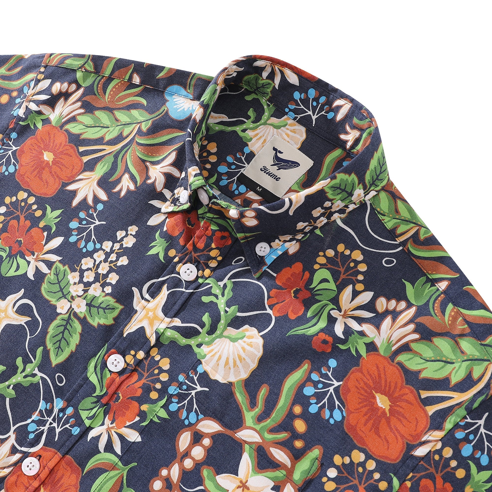 Men's Hawaiian Shirt Treasure Garden Print 1940s Vintage Short Sleeve Aloha Shirt By Evan