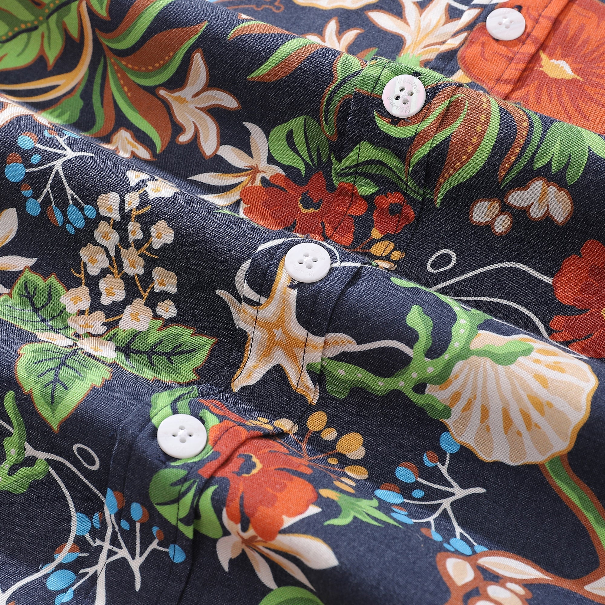 Men's Hawaiian Shirt Treasure Garden Print 1940s Vintage Short Sleeve Aloha Shirt By Evan