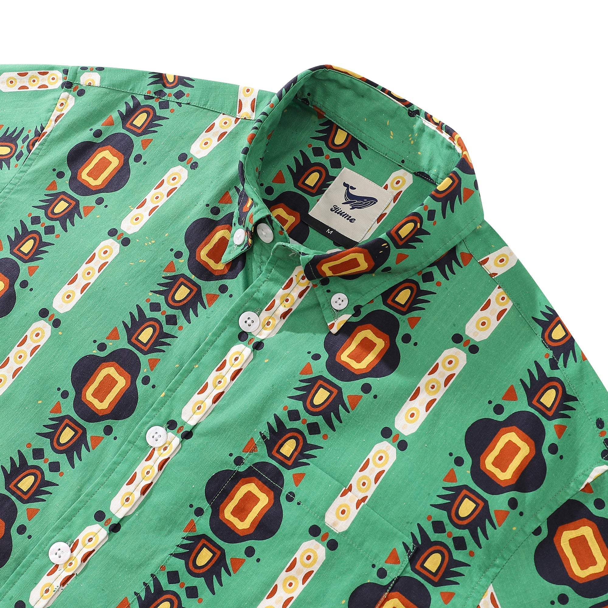 Men's 1970s Vintage Hawaiian Shirt Nation of the South Print Cotton Button-down Short Sleeve Aloha Shirt By Evan