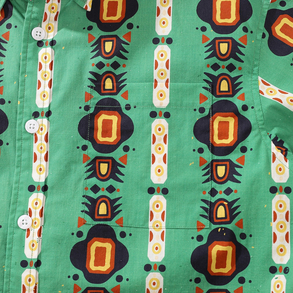 Men's 1970s Vintage Hawaiian Shirt Nation of the South Print Cotton Button-down Short Sleeve Aloha Shirt By Evan