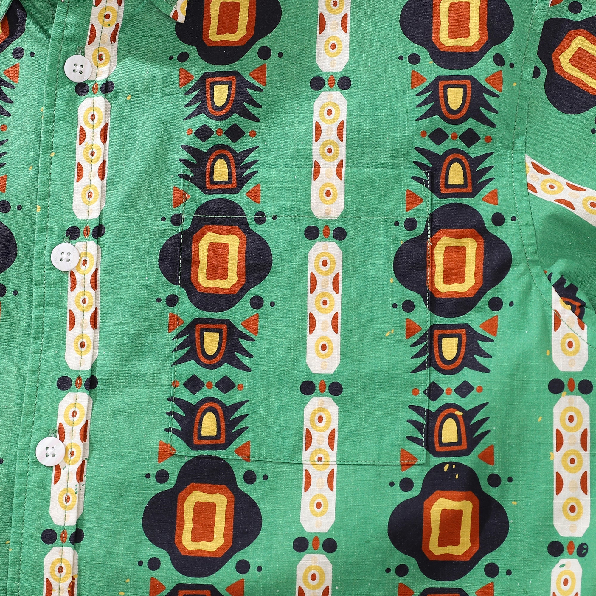 Men's 1970s Vintage Hawaiian Shirt Nation of the South Print Cotton Button-down Short Sleeve Aloha Shirt By Evan