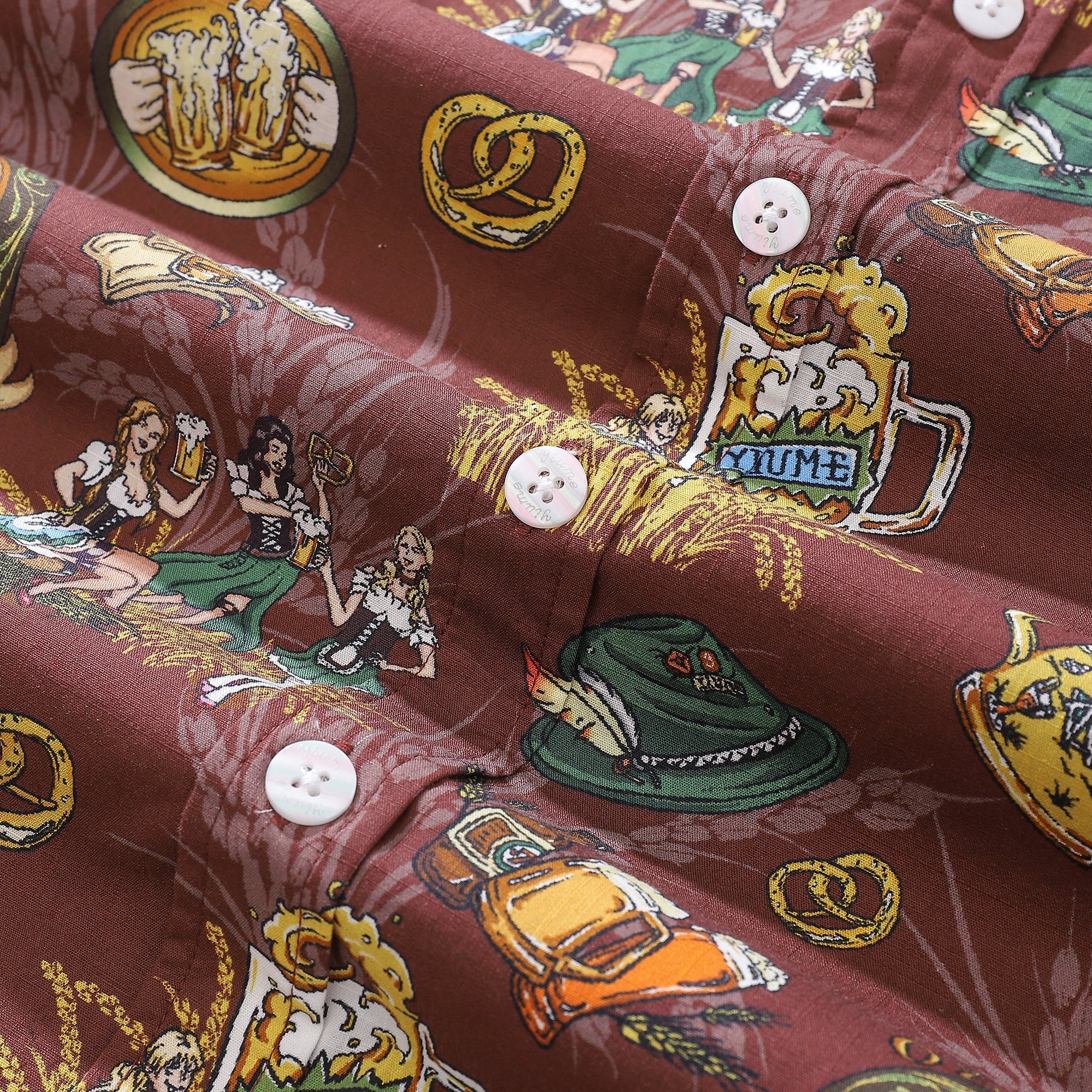 Men's Hawaiian Shirt “O'zapft is” Print Cotton Button-down Short Sleeve Aloha Shirt By Sun