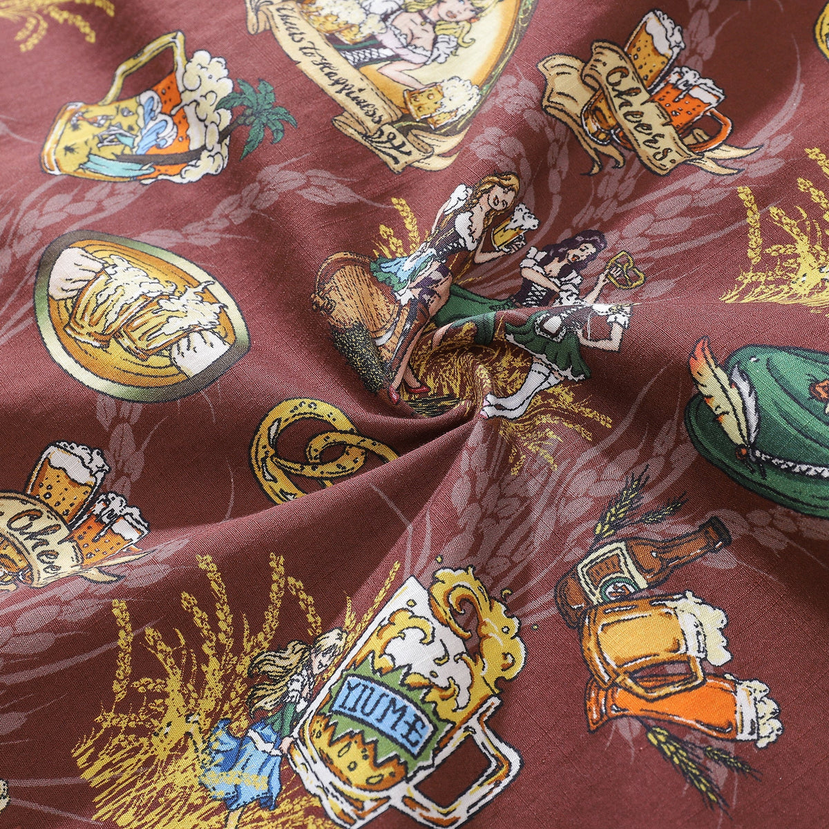 Men's Hawaiian Shirt “O'zapft is” Print Cotton Button-down Short Sleeve Aloha Shirt By Sun