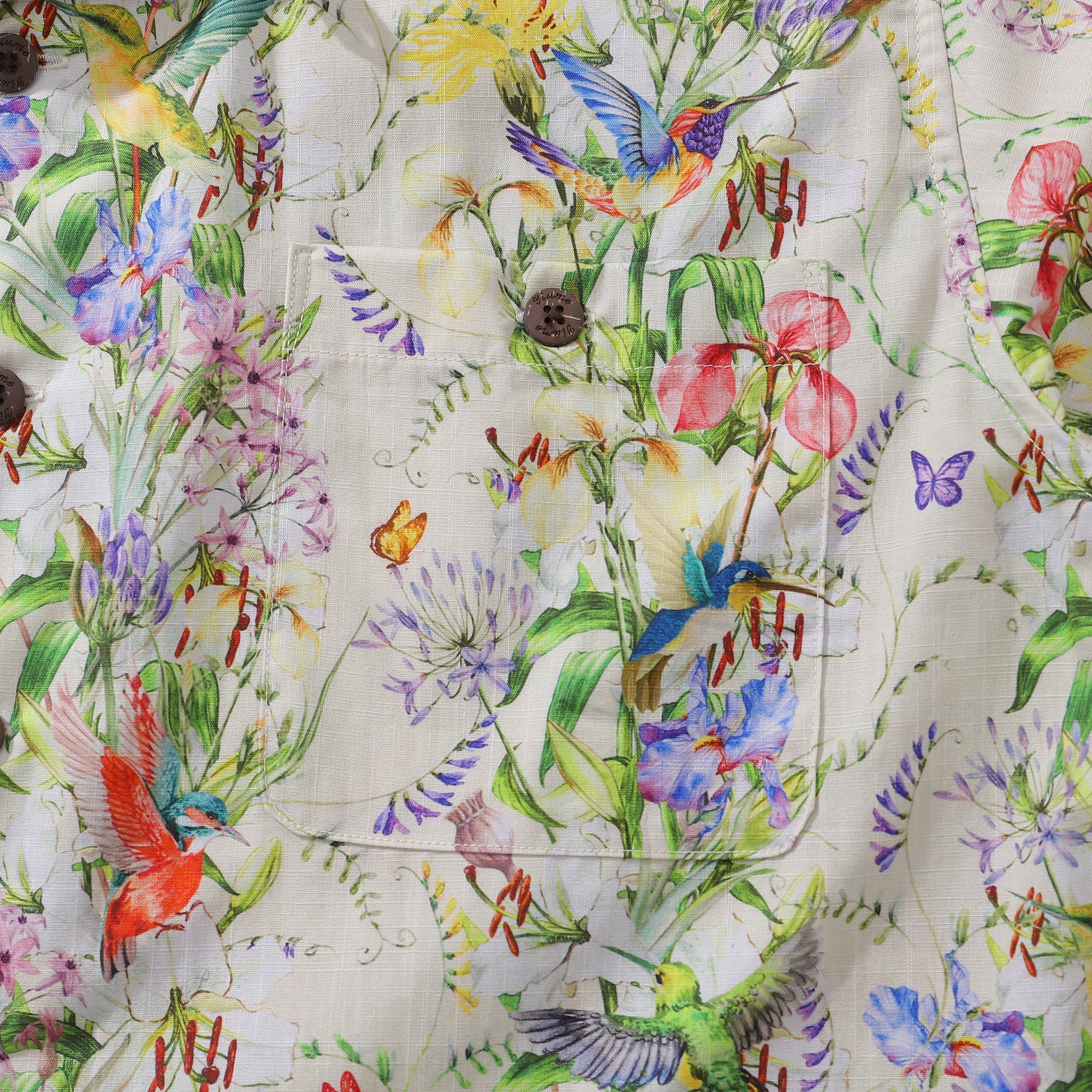 Hawaiian Shirt For Men Hummingbirds Dancing in Flowers Shirt Camp Collar 100% Cotton By Cigar