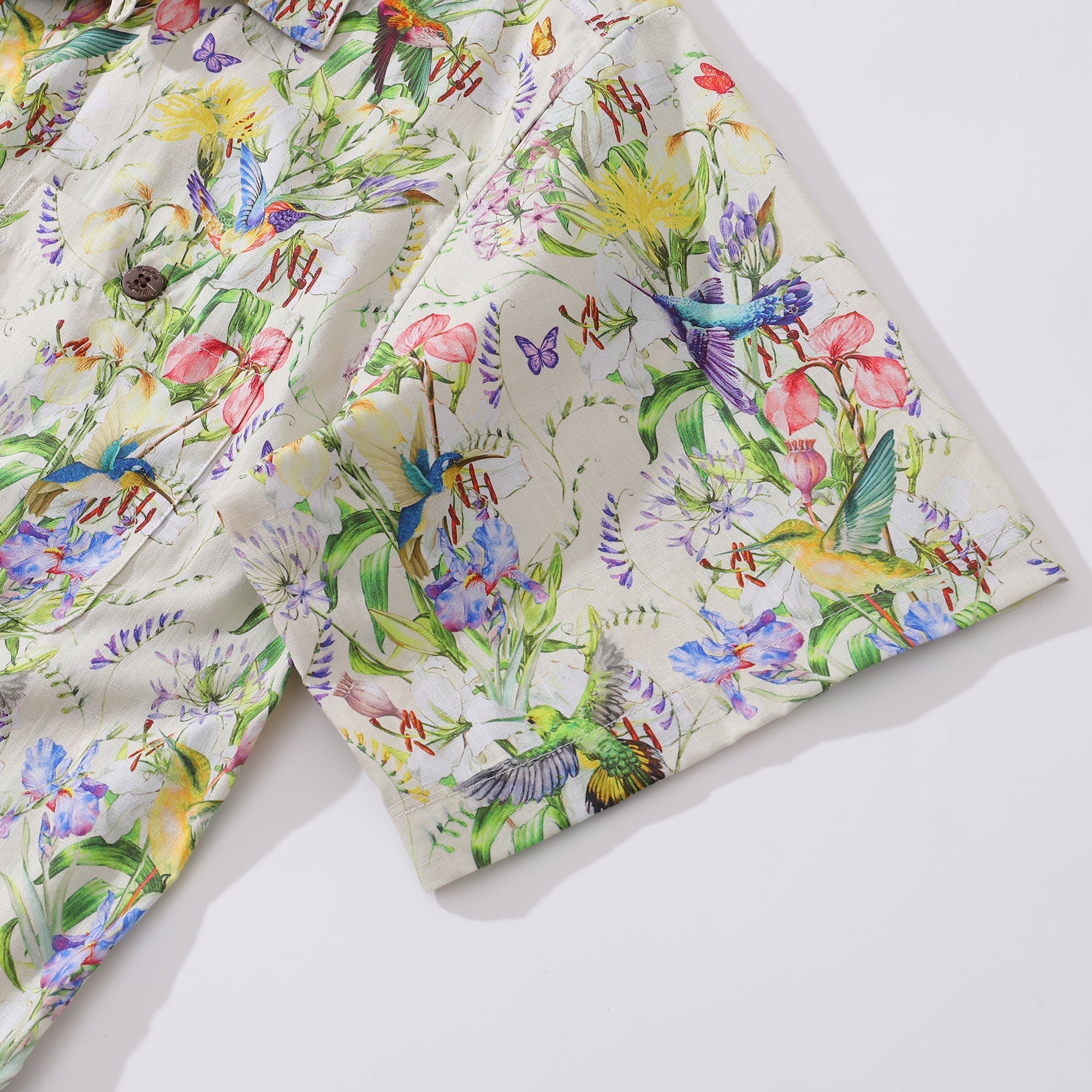 Hawaiian Shirt For Men Hummingbirds Dancing in Flowers Shirt Camp Collar 100% Cotton By Cigar