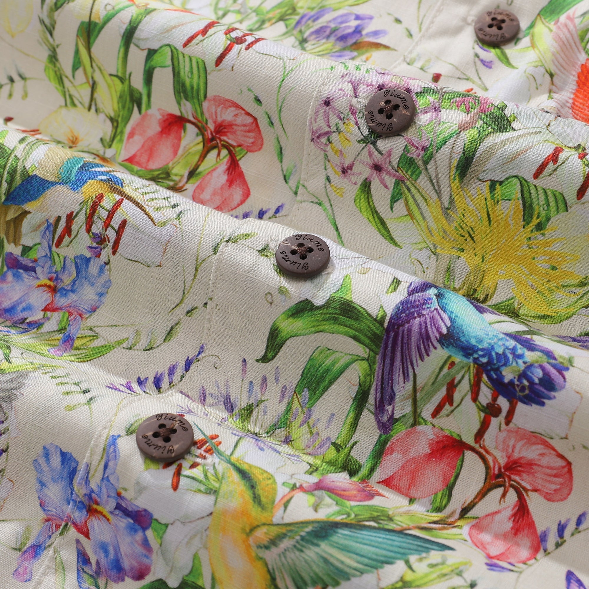 Hawaiian Shirt For Men Hummingbirds Dancing in Flowers Shirt Camp Collar 100% Cotton By Cigar
