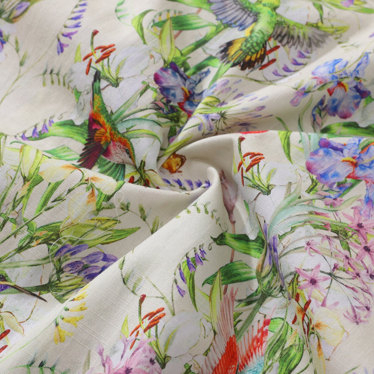 Hawaiian Shirt For Men Hummingbirds Dancing in Flowers Shirt Camp Collar 100% Cotton By Cigar