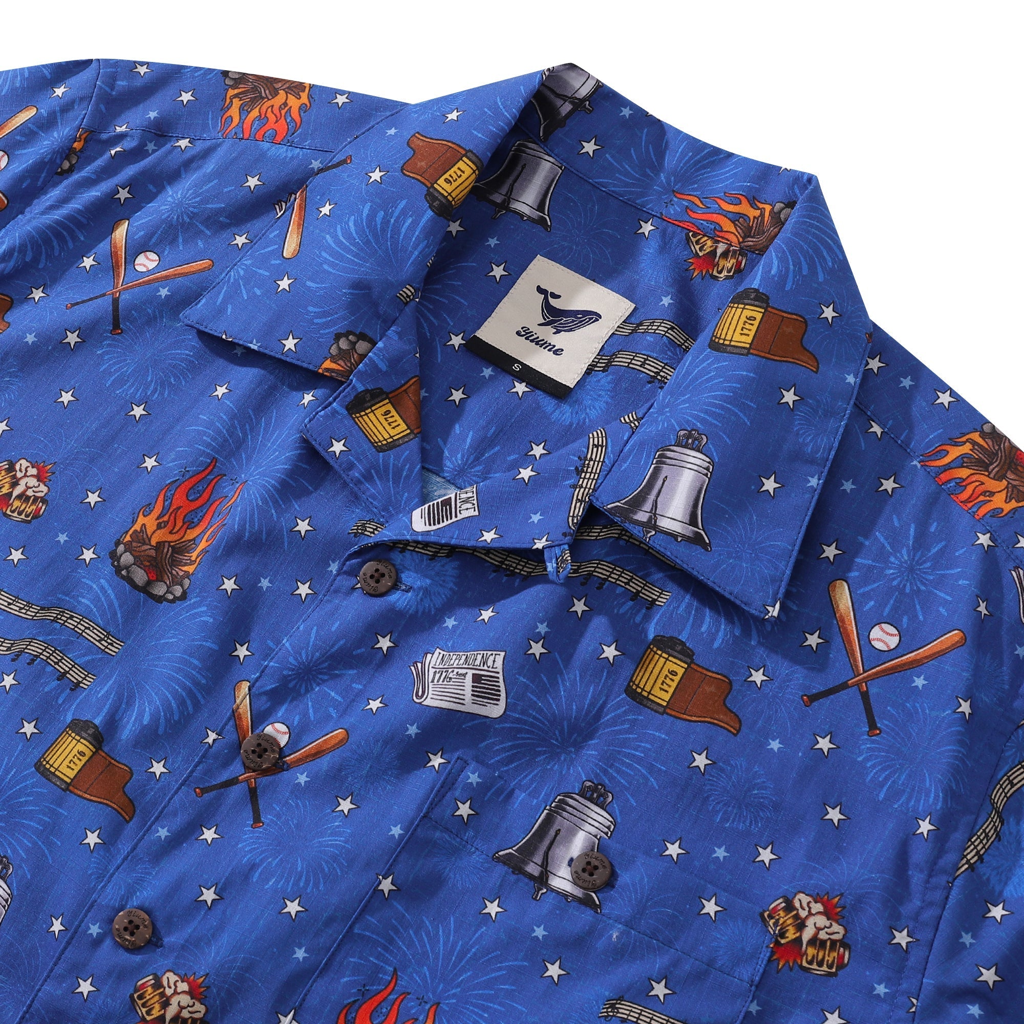 Independence Day Hawaiian Shirt For Men Celebrating Freedom Shirt Camp Collar 100% Cotton By Sun