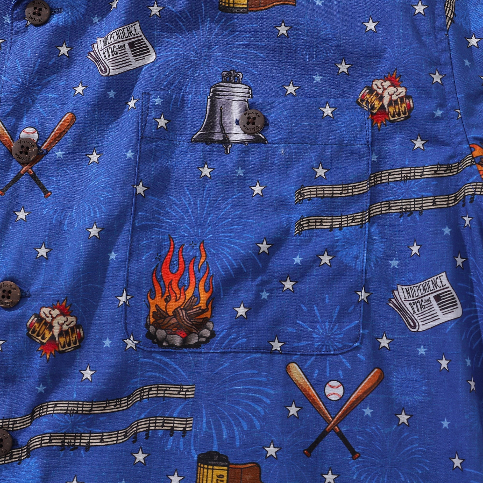 Independence Day Hawaiian Shirt For Men Celebrating Freedom Shirt Camp Collar 100% Cotton By Sun