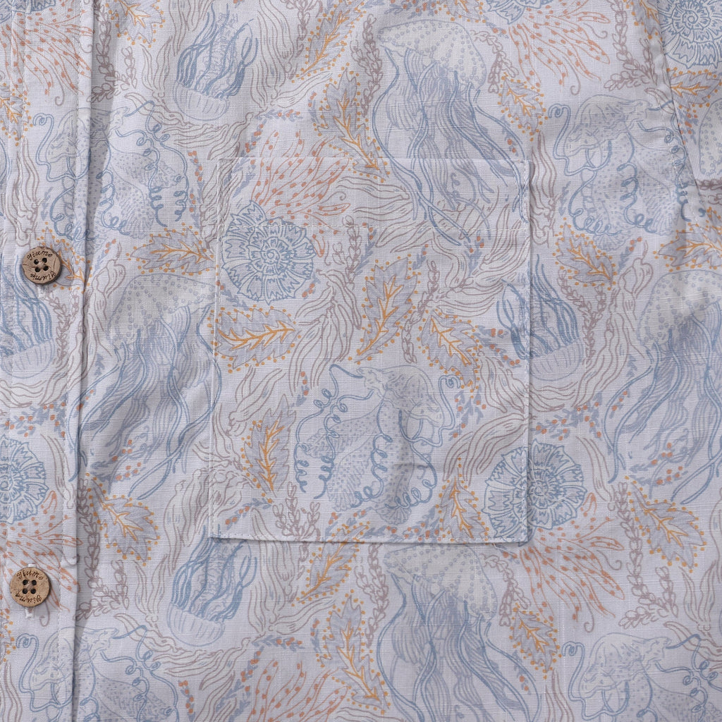 Men's Hawaiian Shirt Jellyfish Seascape By Andrea Leonelli Cotton Button-down Short Sleeve Aloha Shirt