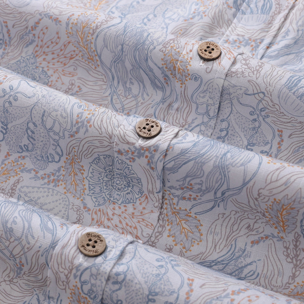 Men's Hawaiian Shirt Jellyfish Seascape By Andrea Leonelli Cotton Button-down Short Sleeve Aloha Shirt
