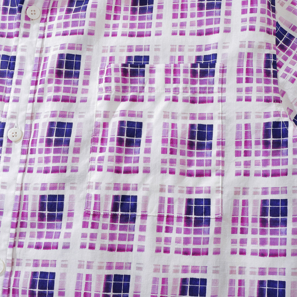 Men's Plaid Shirt Gradient Geometry Purple Print Cotton Hawaiian Shirt By Amy