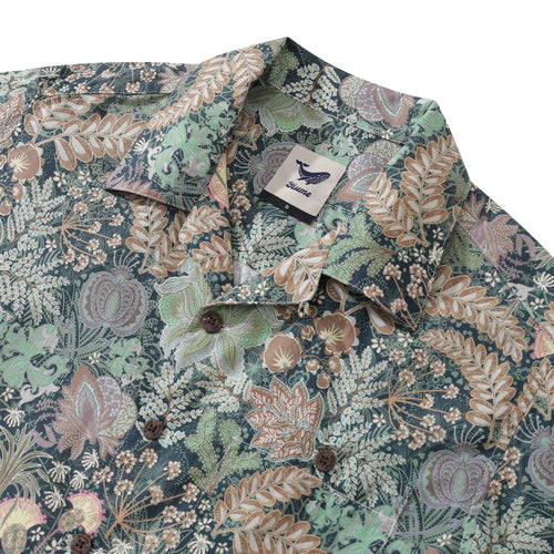 1950s Vintage Hawaiian Shirt For Men Lush Greenery Shirt Camp Collar 100% Cotton By Cigar