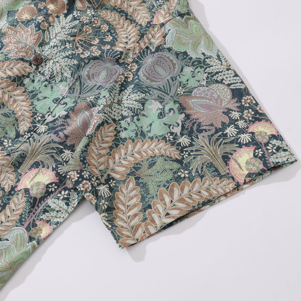 1950s Vintage Hawaiian Shirt For Men Lush Greenery Shirt Camp Collar 100% Cotton By Cigar