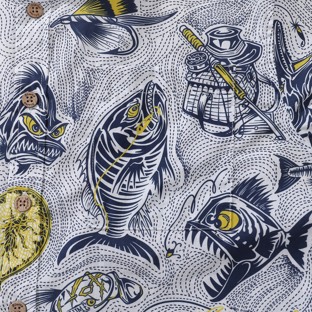 Men's Hawaiian Shirt Showdown at the Shore Cotton Button-down Short Sleeve Aloha Shirt By Sun