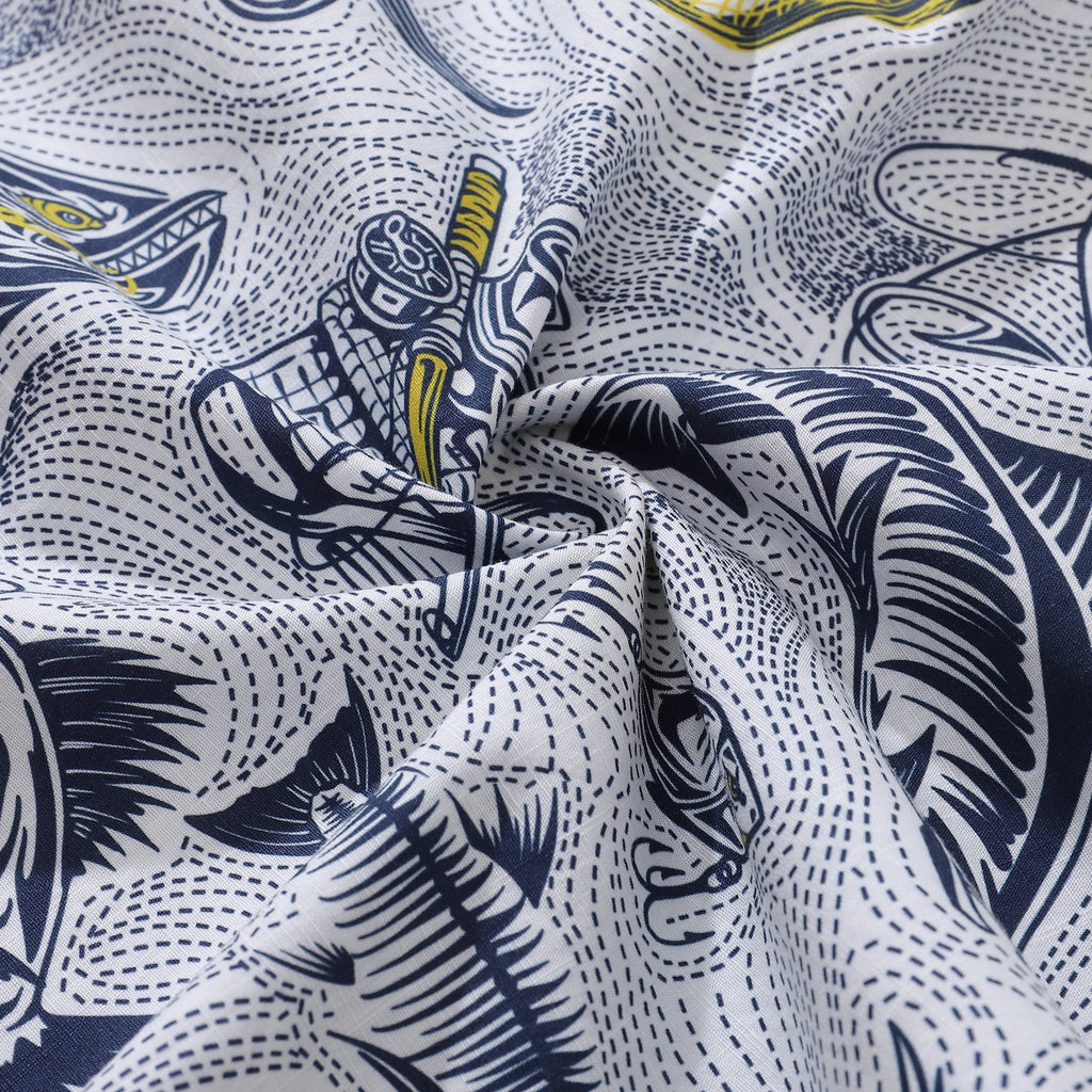 Men's Hawaiian Shirt Showdown at the Shore Cotton Button-down Short Sleeve Aloha Shirt By Sun
