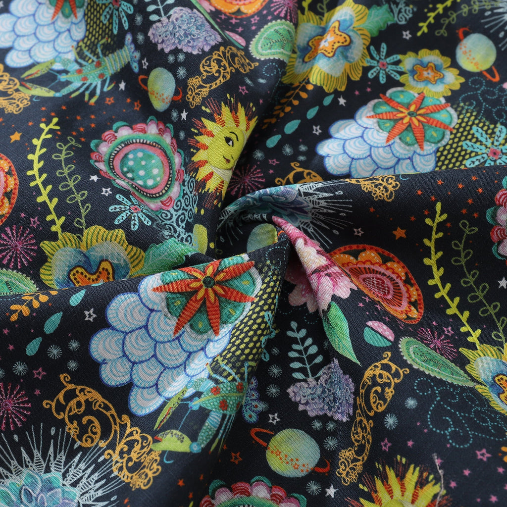 Men's Hawaiian Shirt Midnight Flowers By Caroline Bonne Müller Cotton Button-down Short Sleeve Aloha Shirt