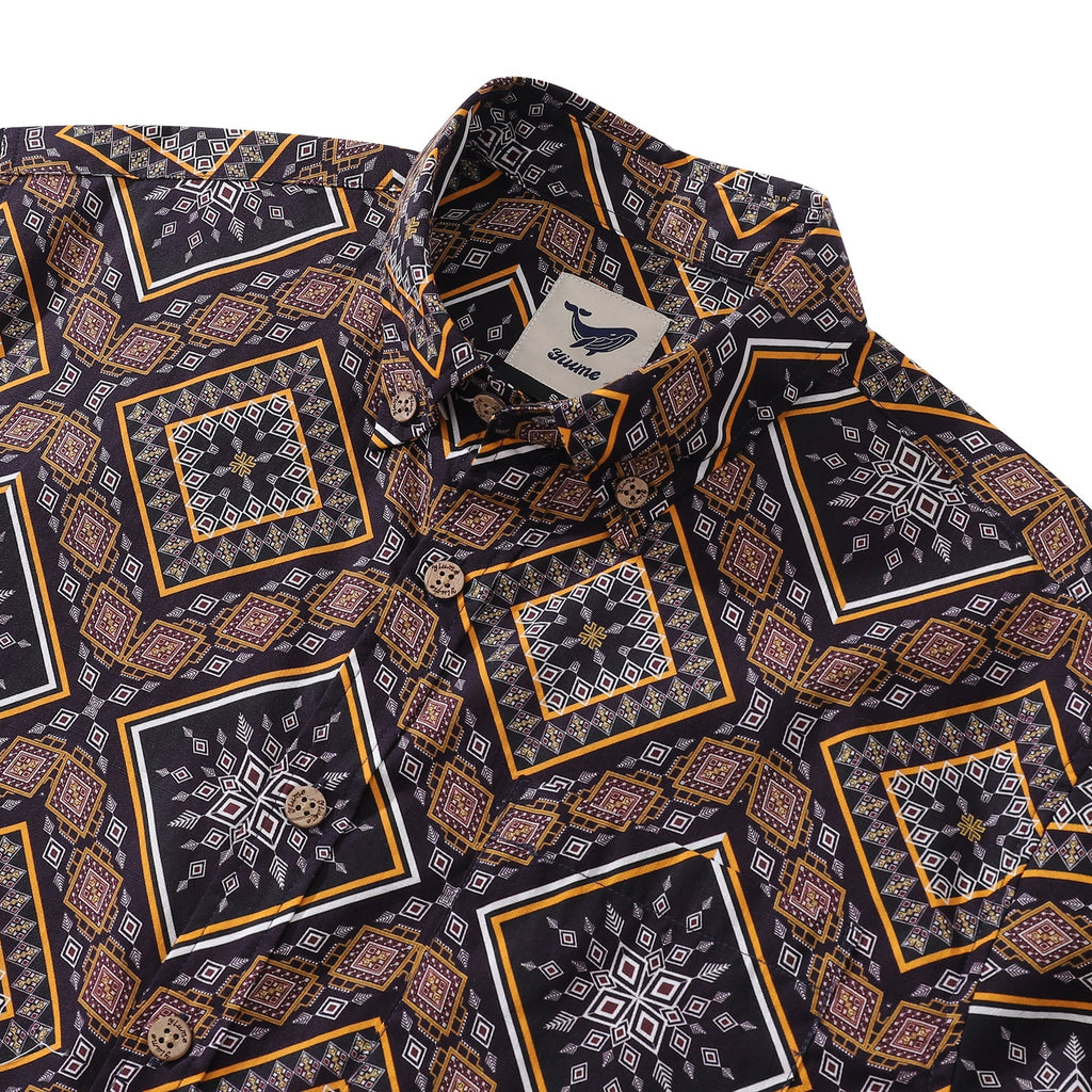 Men's Hawaiian Shirt Sharp Geometry Cotton Button-down Short Sleeve Aloha Shirt By Sun