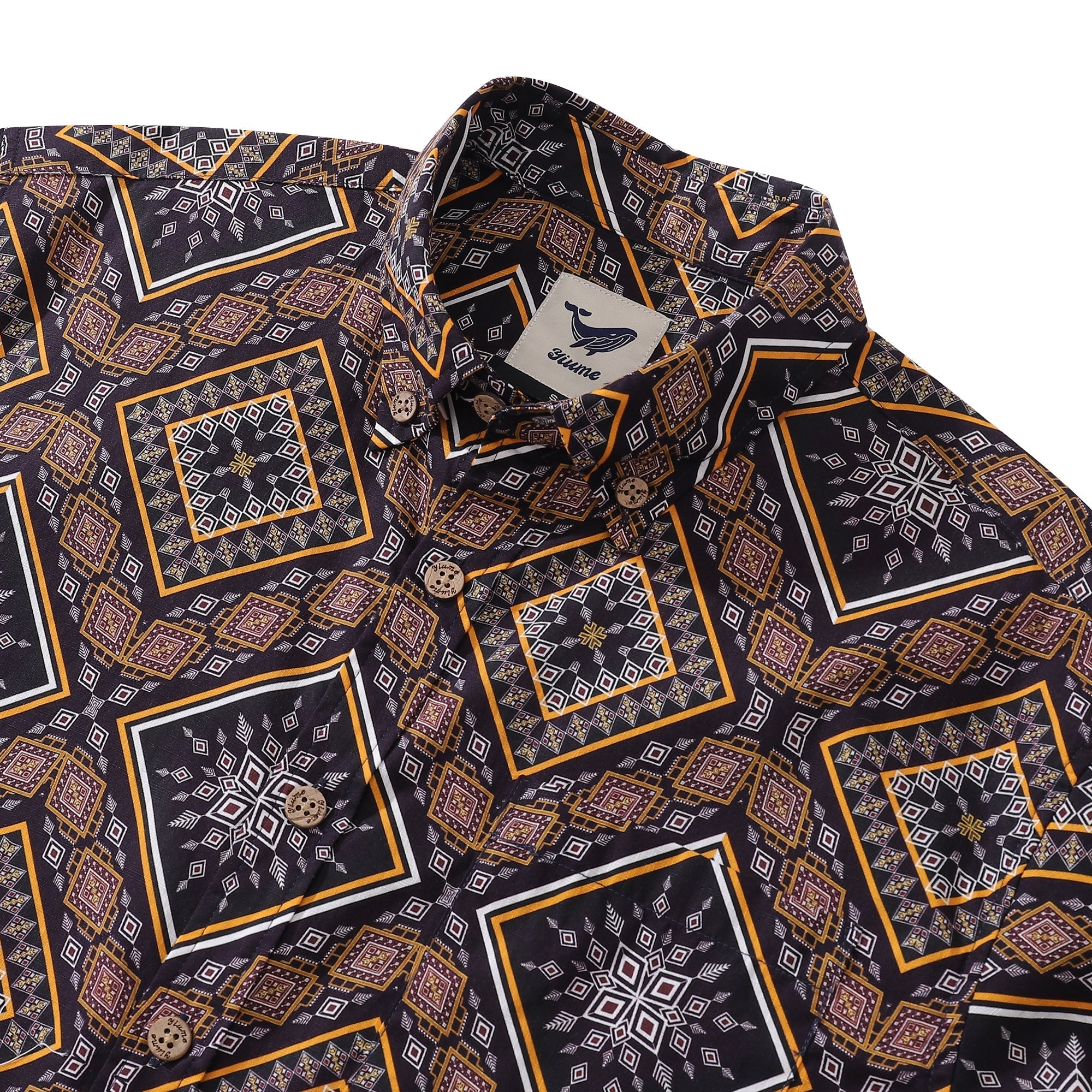 Men's Hawaiian Shirt Sharp Geometry Cotton Button-down Short Sleeve Aloha Shirt By Sun