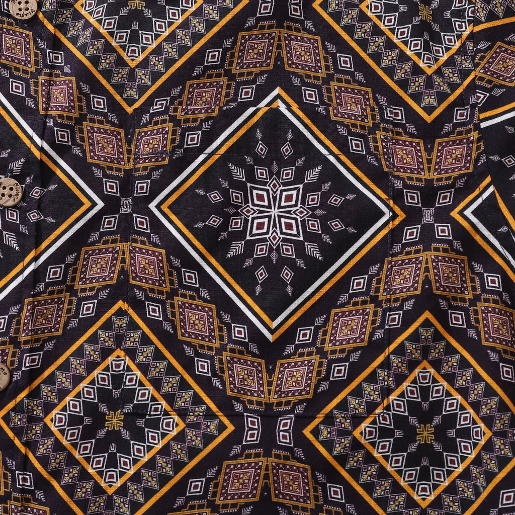 Men's Hawaiian Shirt Sharp Geometry Cotton Button-down Short Sleeve Aloha Shirt By Sun