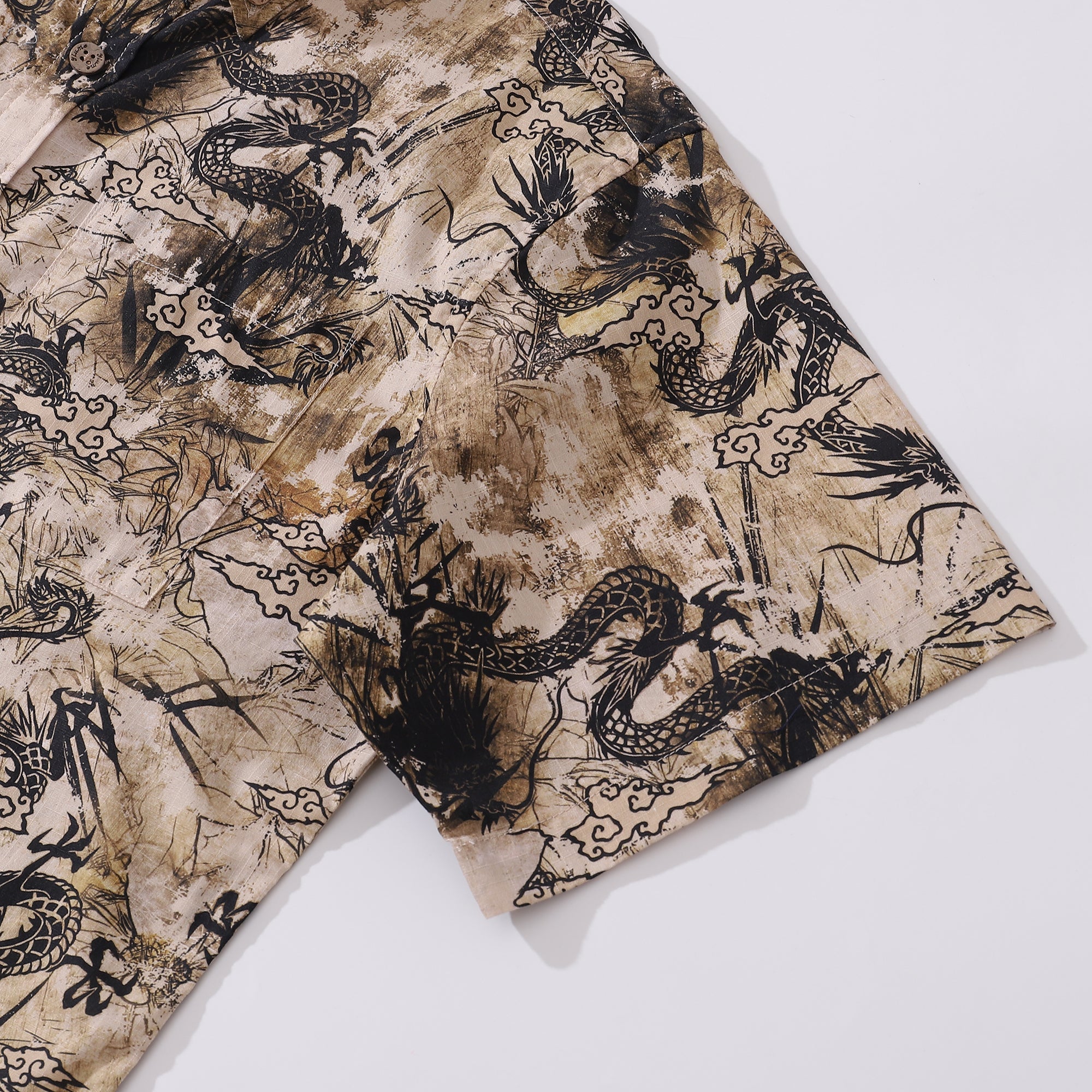 Men's Dragon Shirt Totem Cotton Button-down 1980s Vintage Short Sleeve Hawaiian Shirt By Sun