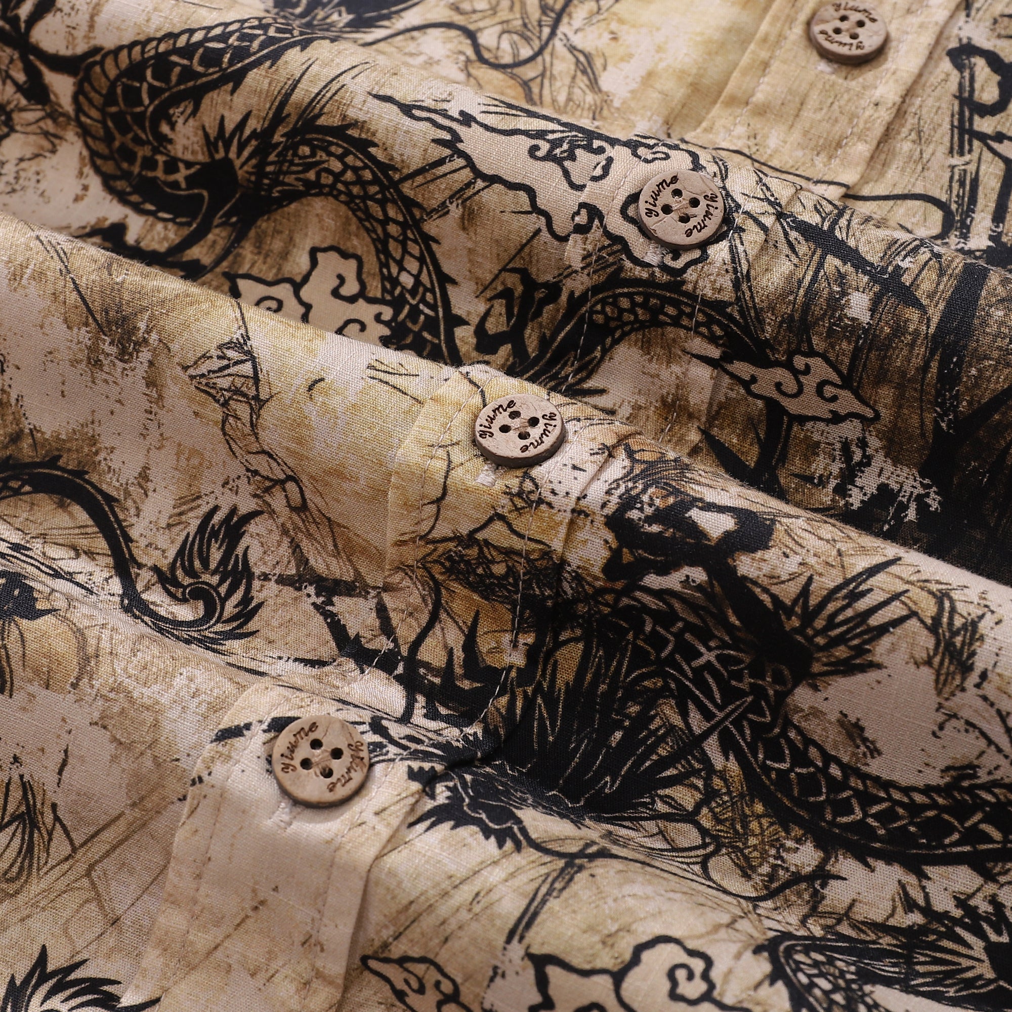 Men's Dragon Shirt Totem Cotton Button-down 1980s Vintage Short Sleeve Hawaiian Shirt By Sun