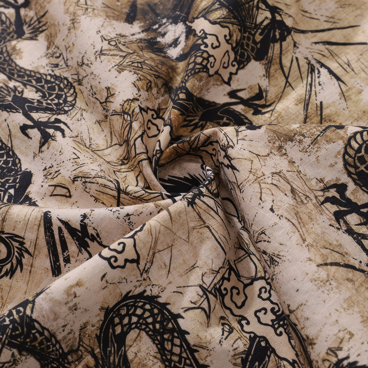 Men's Dragon Shirt Totem Cotton Button-down 1980s Vintage Short Sleeve Hawaiian Shirt By Sun