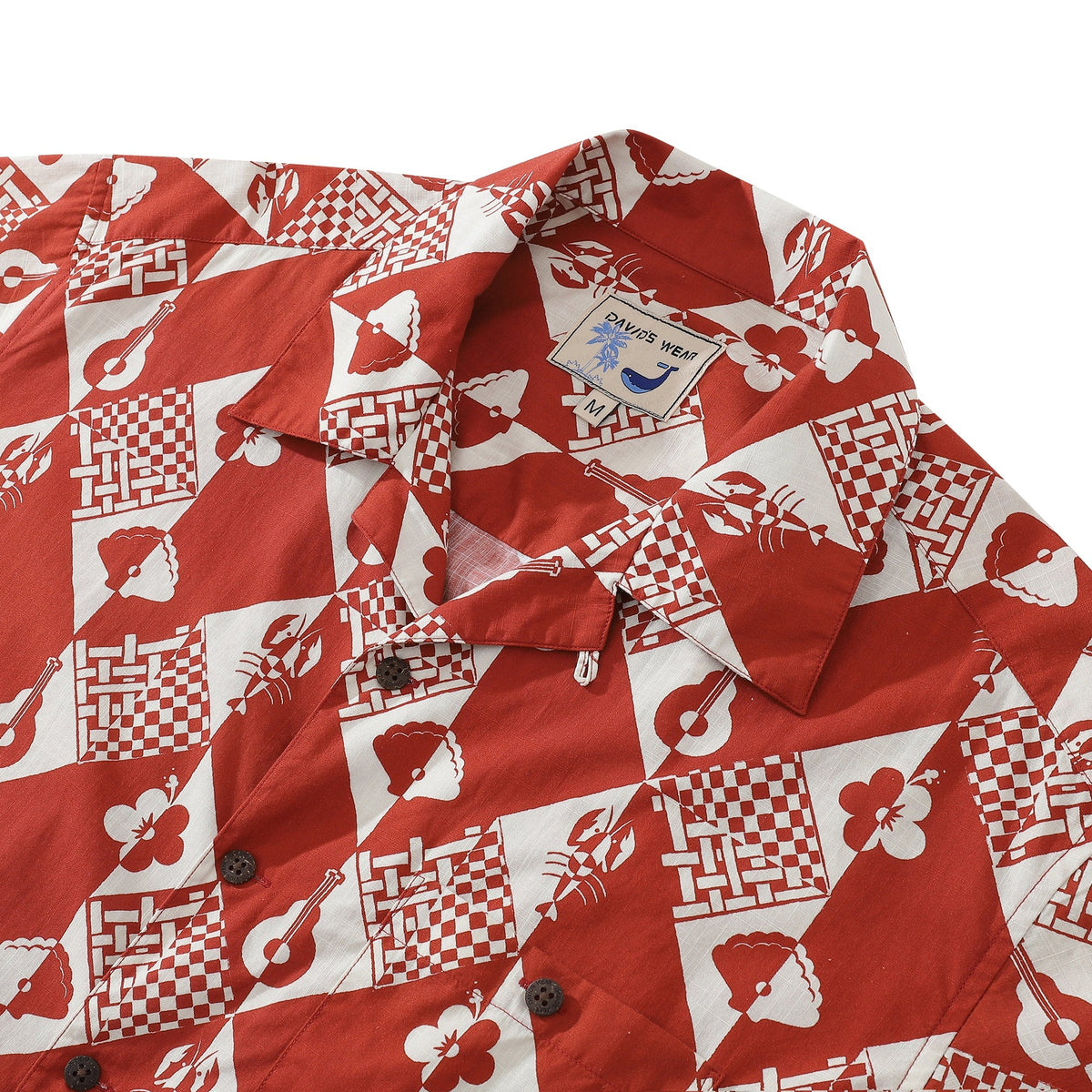 1970s Vintage Hawaiian Shirts For Men Checkerboard Variations Shirt 100% Cotton By Evan