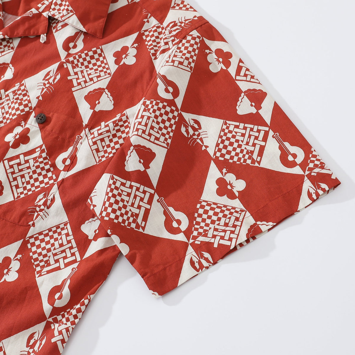 1970s Vintage Hawaiian Shirts For Men Checkerboard Variations Shirt 100% Cotton By Evan