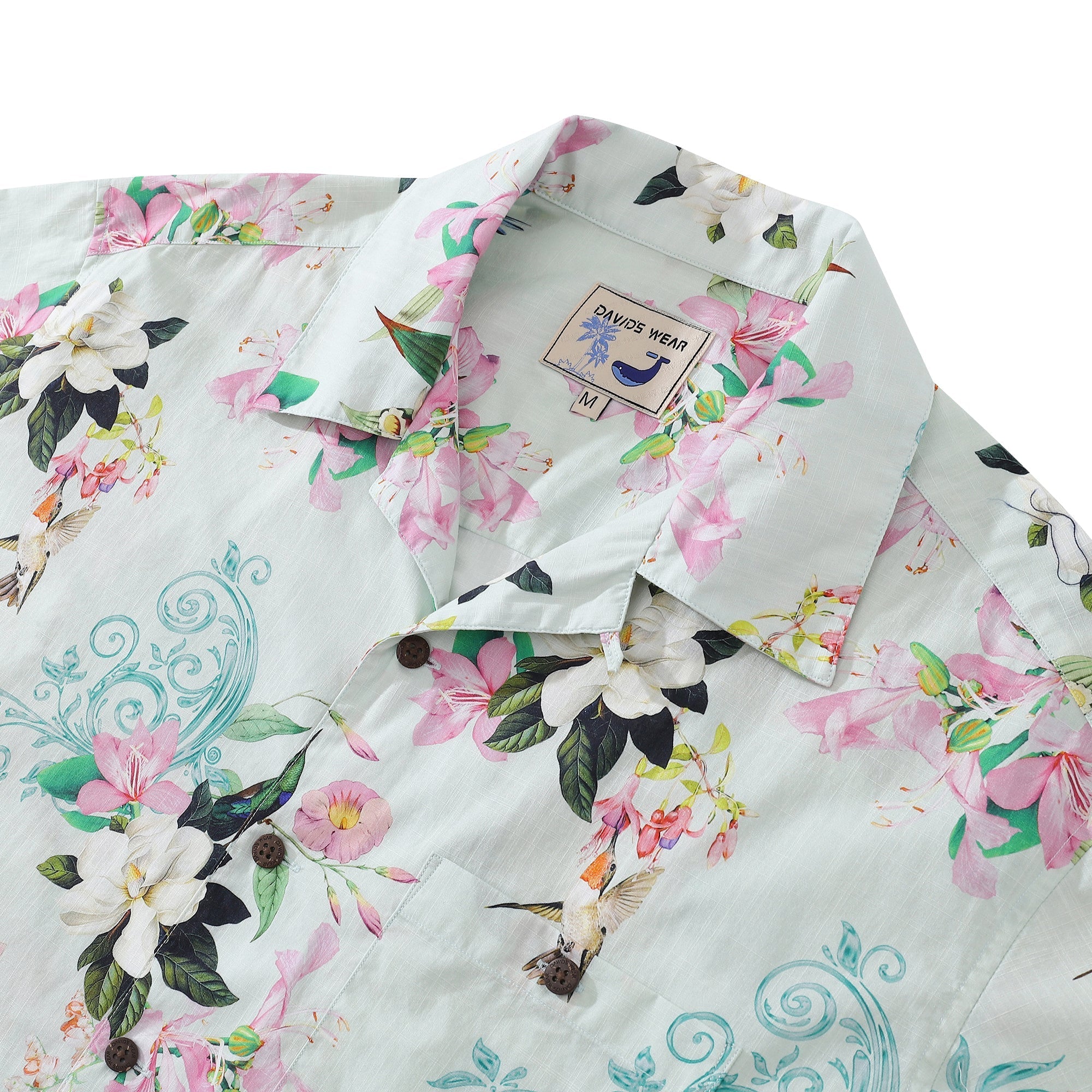 Hawaiian Shirts For Men Hummingbird Print Shirt 100% Cotton By Amy
