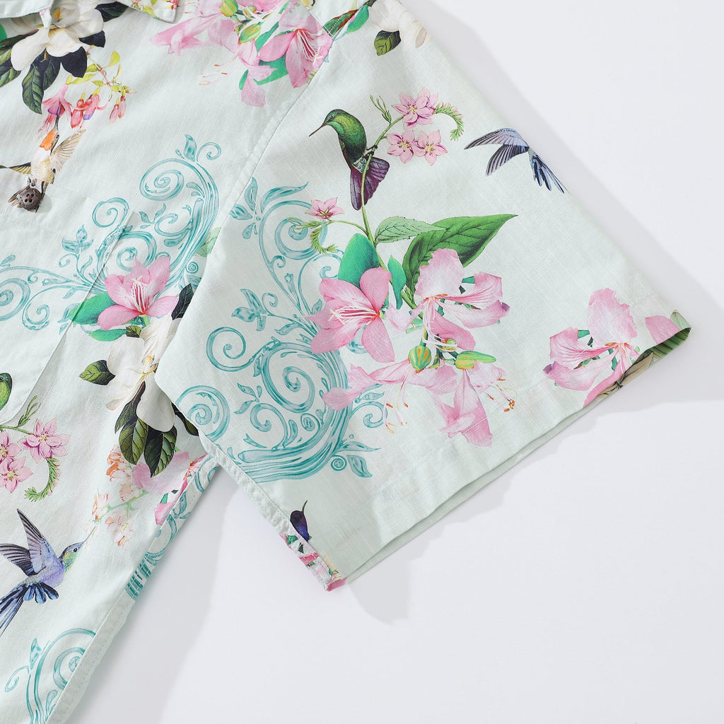 Hawaiian Shirts For Men Hummingbird Print Shirt 100% Cotton By Amy
