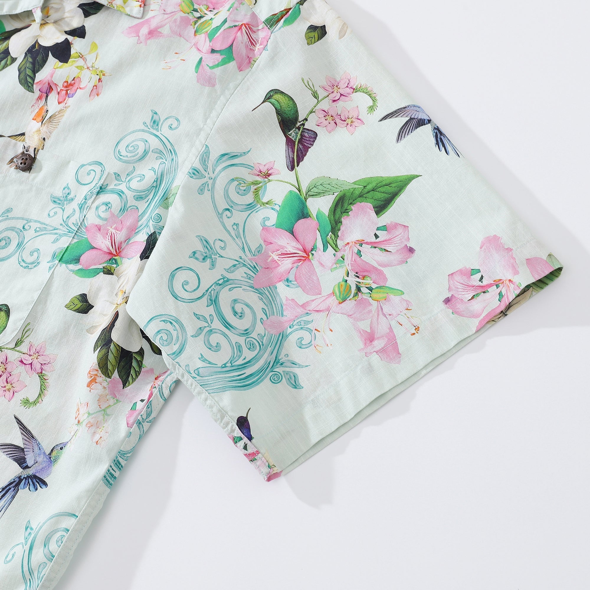 Hawaiian Shirts For Men Hummingbird Print Shirt 100% Cotton By Amy