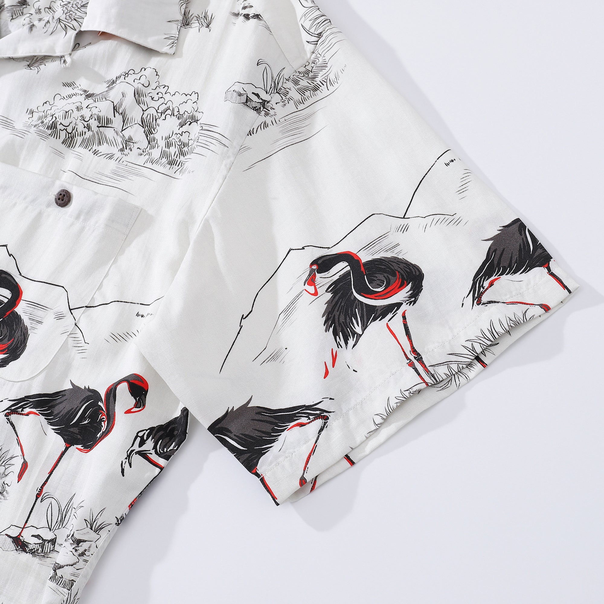 Hawaiian Shirts For Men 1950s Vintage Flamingo Print Short Sleeve Aloha Shirt By Sylvia