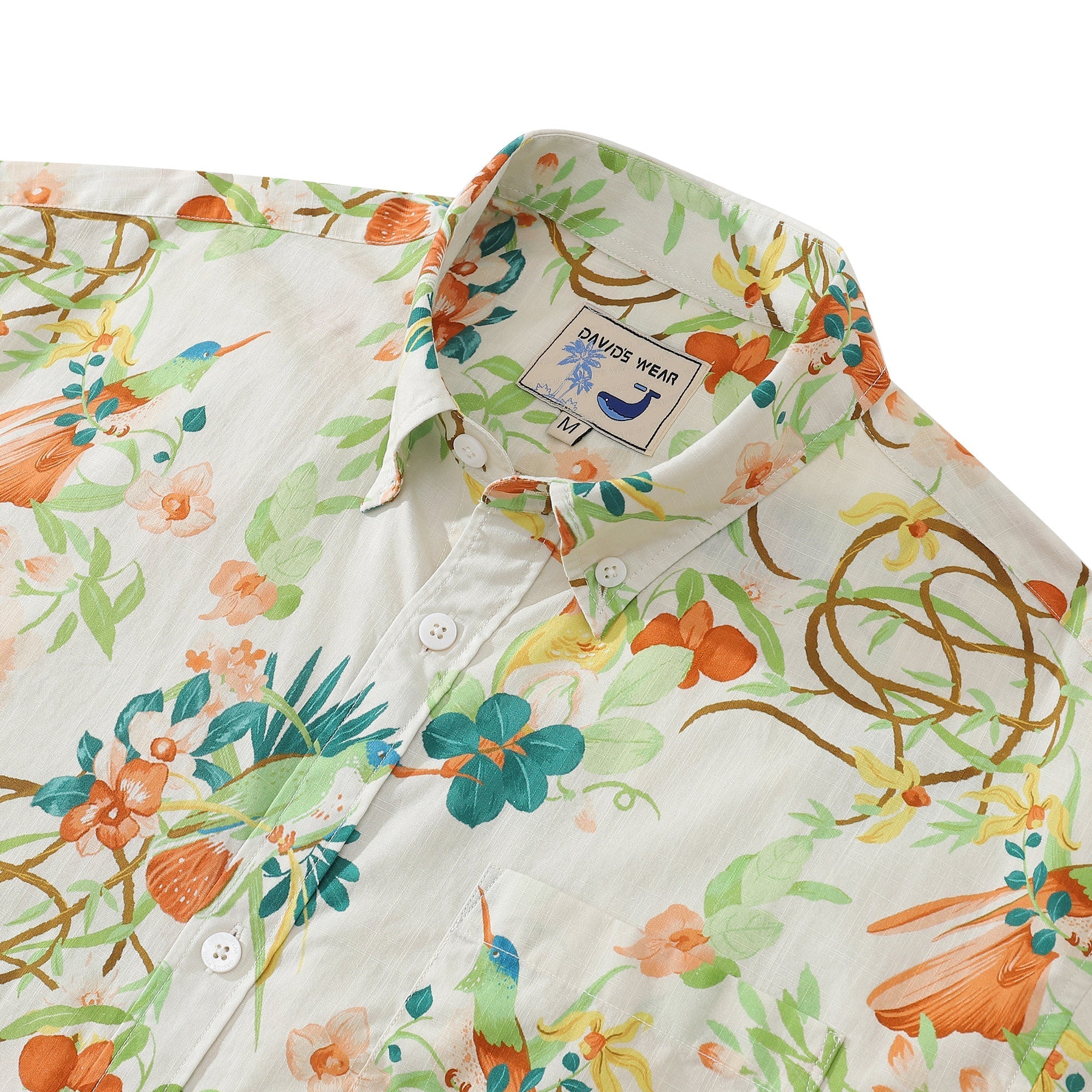 Men's Button Down Shirt Hummingbird Festival Cotton Aloha Shirt Hawaiian Shirt By Evan