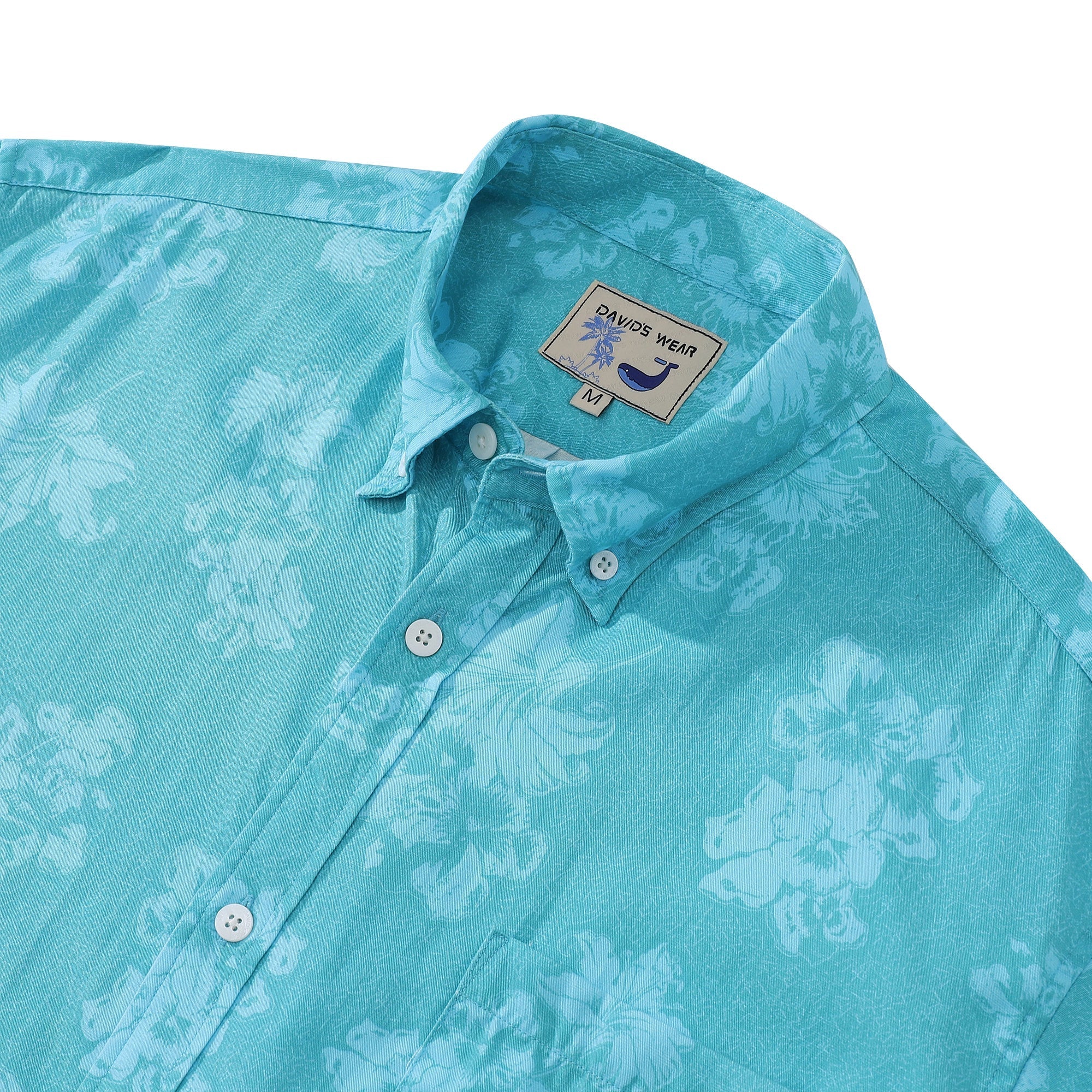 Hawaiian Shirts For Men Blue Lily Print Shirt Short Sleeve By Amy