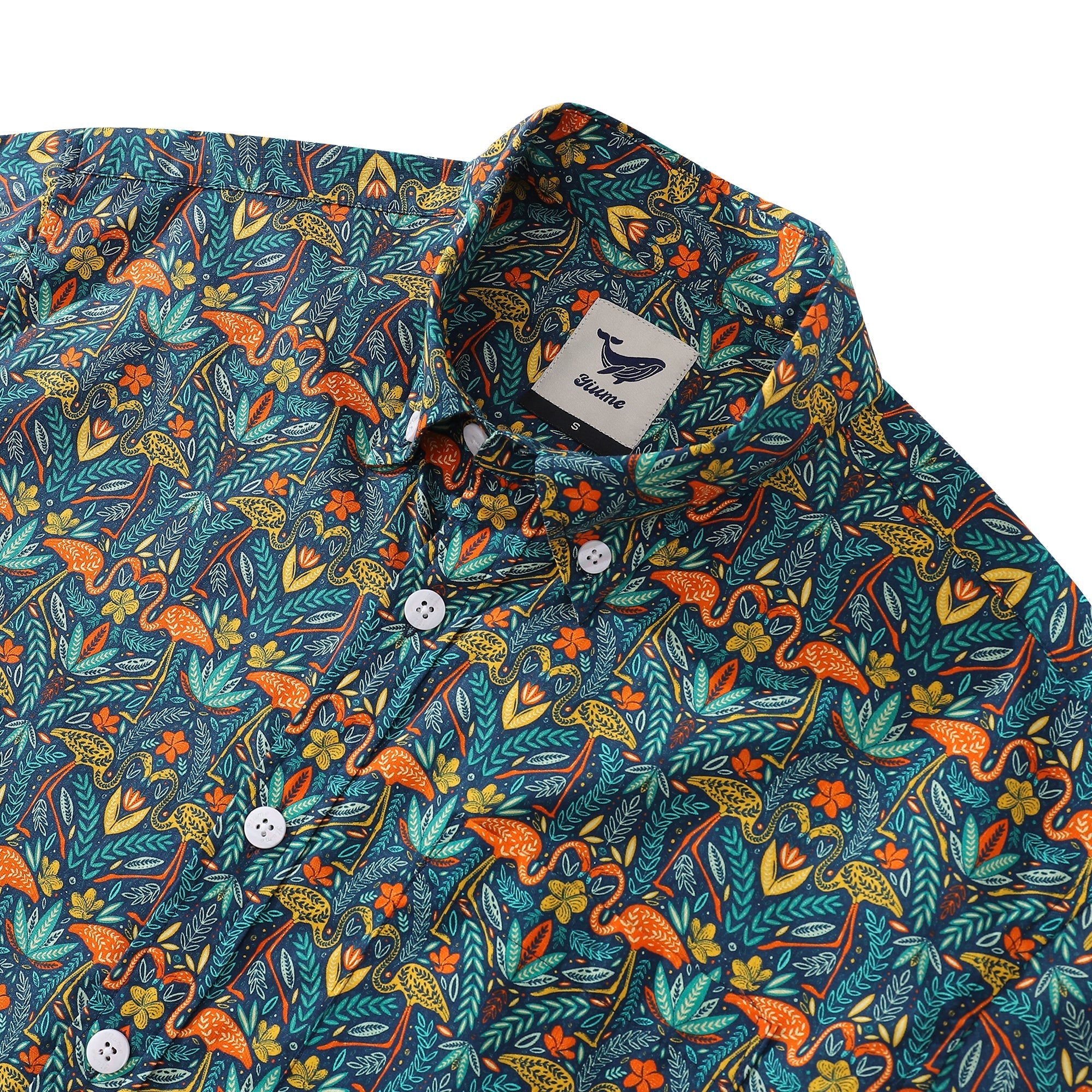 Men's Hawaiian Shirt Joyful Jungle Print By Cassandra O'Leary Cotton Button-down Short Sleeve Aloha Shirt