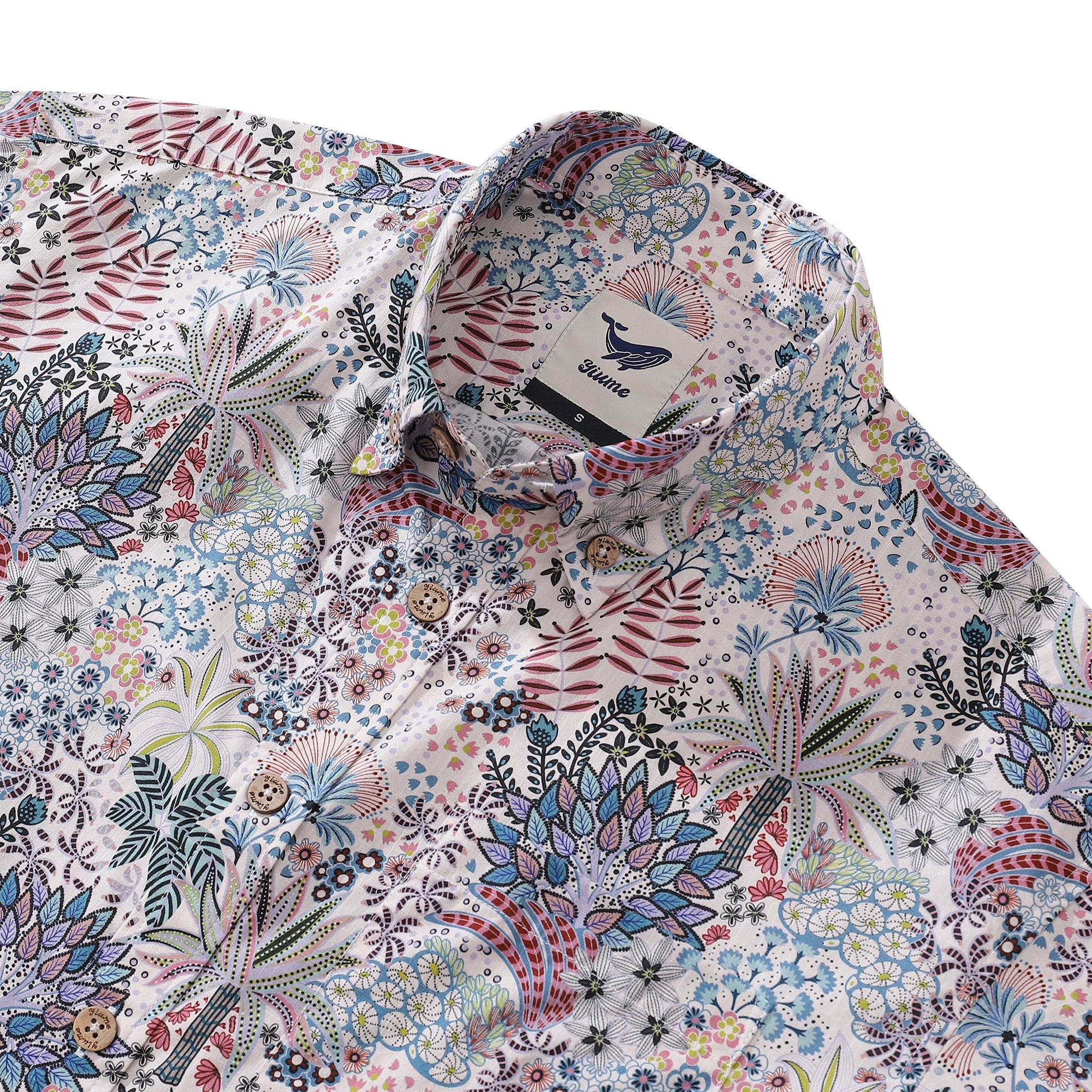 Men's Hawaiian Shirt Vibrant Jungle Print Cotton Button-down Short Sleeve Aloha Shirt By Sylvia